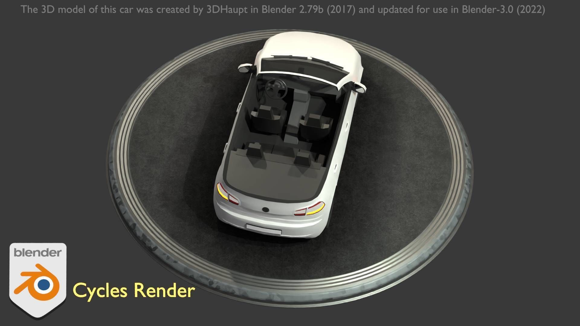 City Car 14 Compact Class Cabrio Open Type-C White  Low-poly 3D model_105