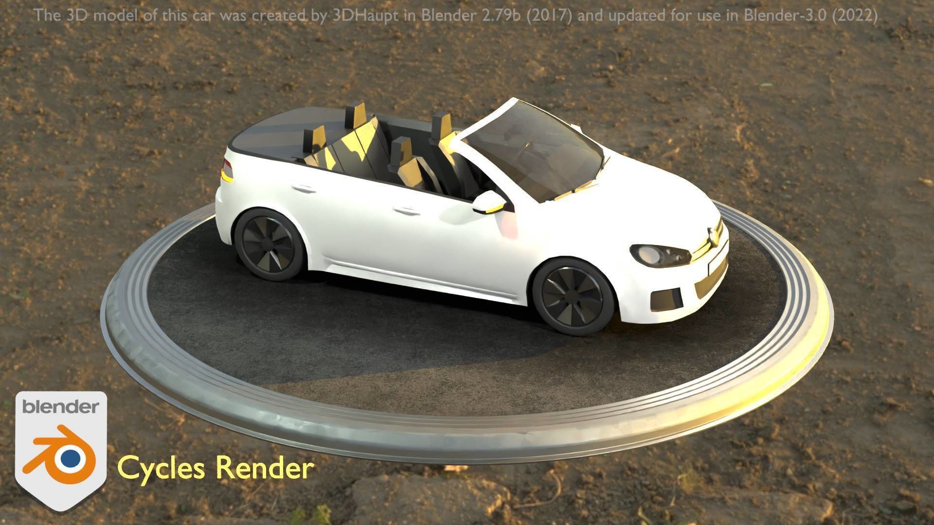 City Car 14 Compact Class Cabrio Open Type-C White  Low-poly 3D model_93
