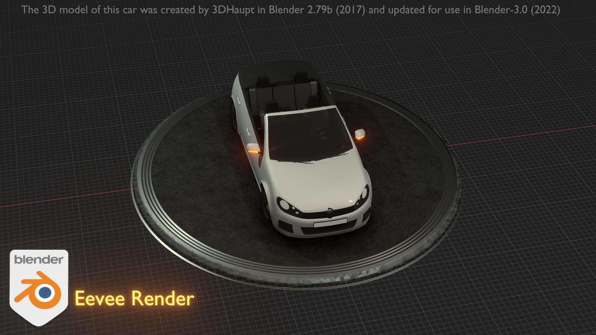 City Car 14 Compact Class Cabrio Open Type-C White  Low-poly 3D model_4