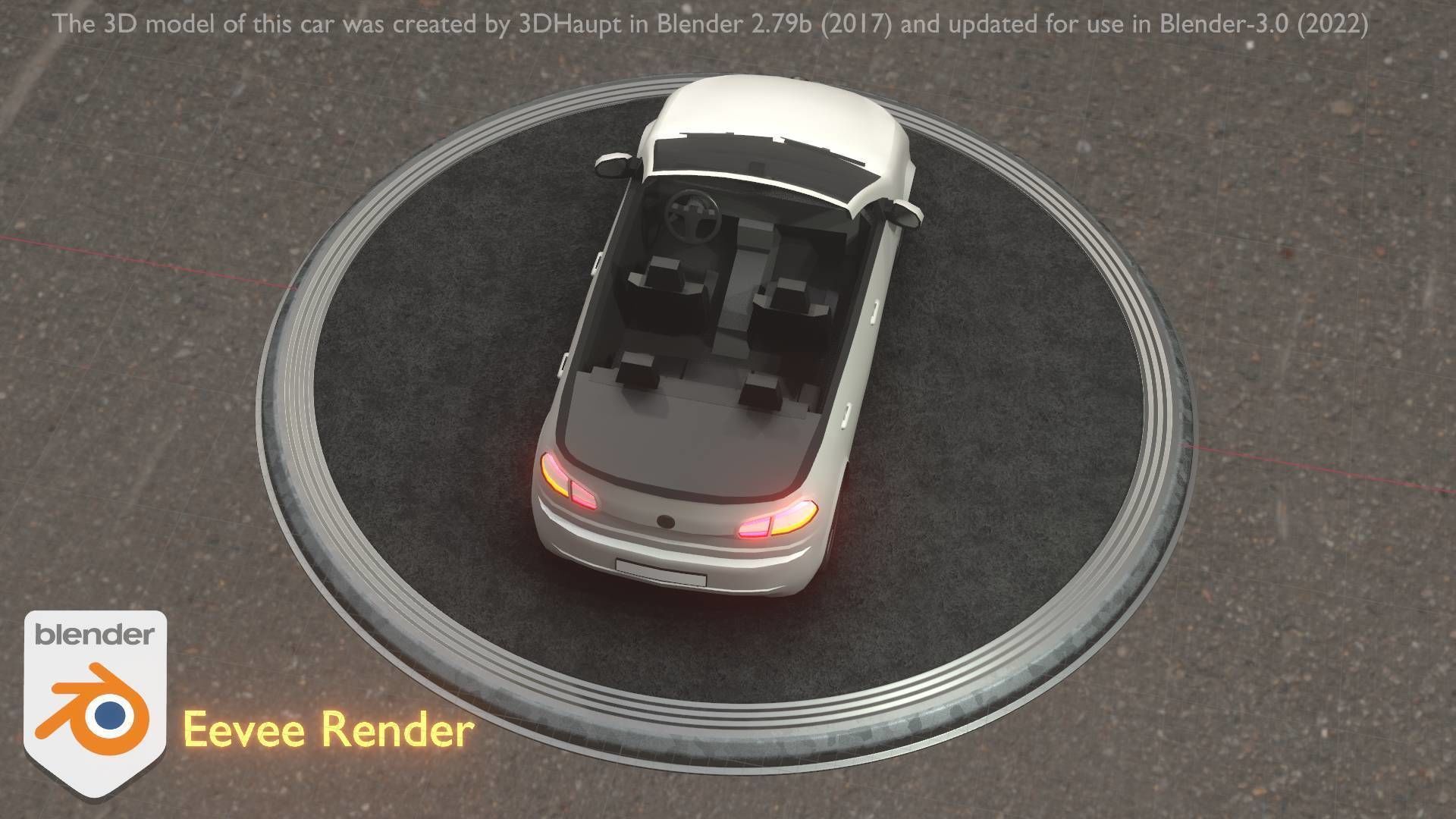 City Car 14 Compact Class Cabrio Open Type-C White  Low-poly 3D model_19