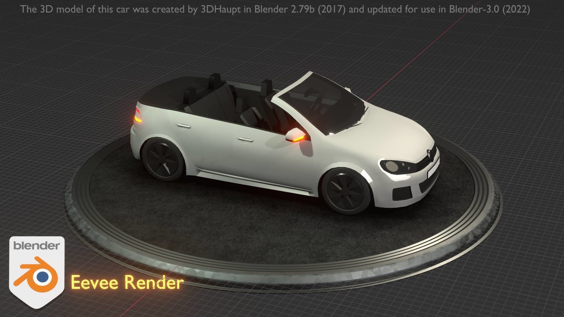 City Car 14 Compact Class Cabrio Open Type-C White  Low-poly 3D model_39