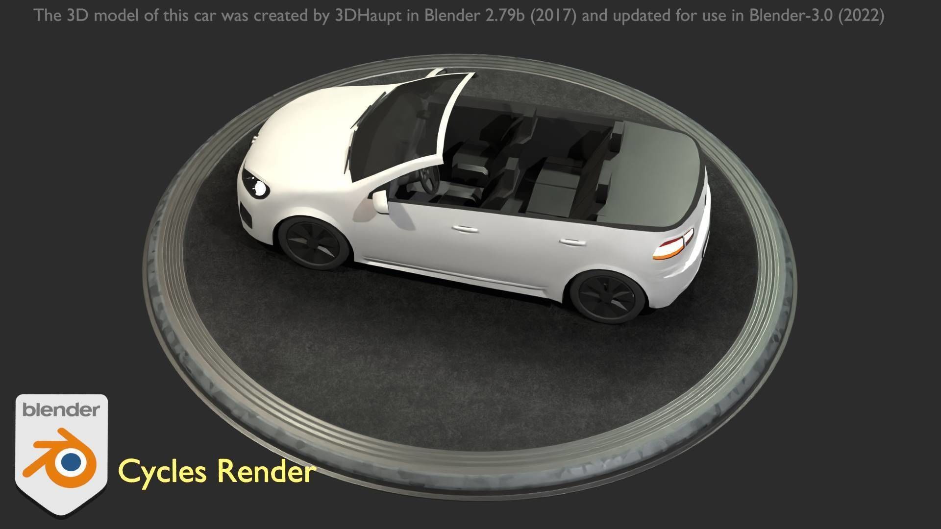 City Car 14 Compact Class Cabrio Open Type-C White  Low-poly 3D model_99
