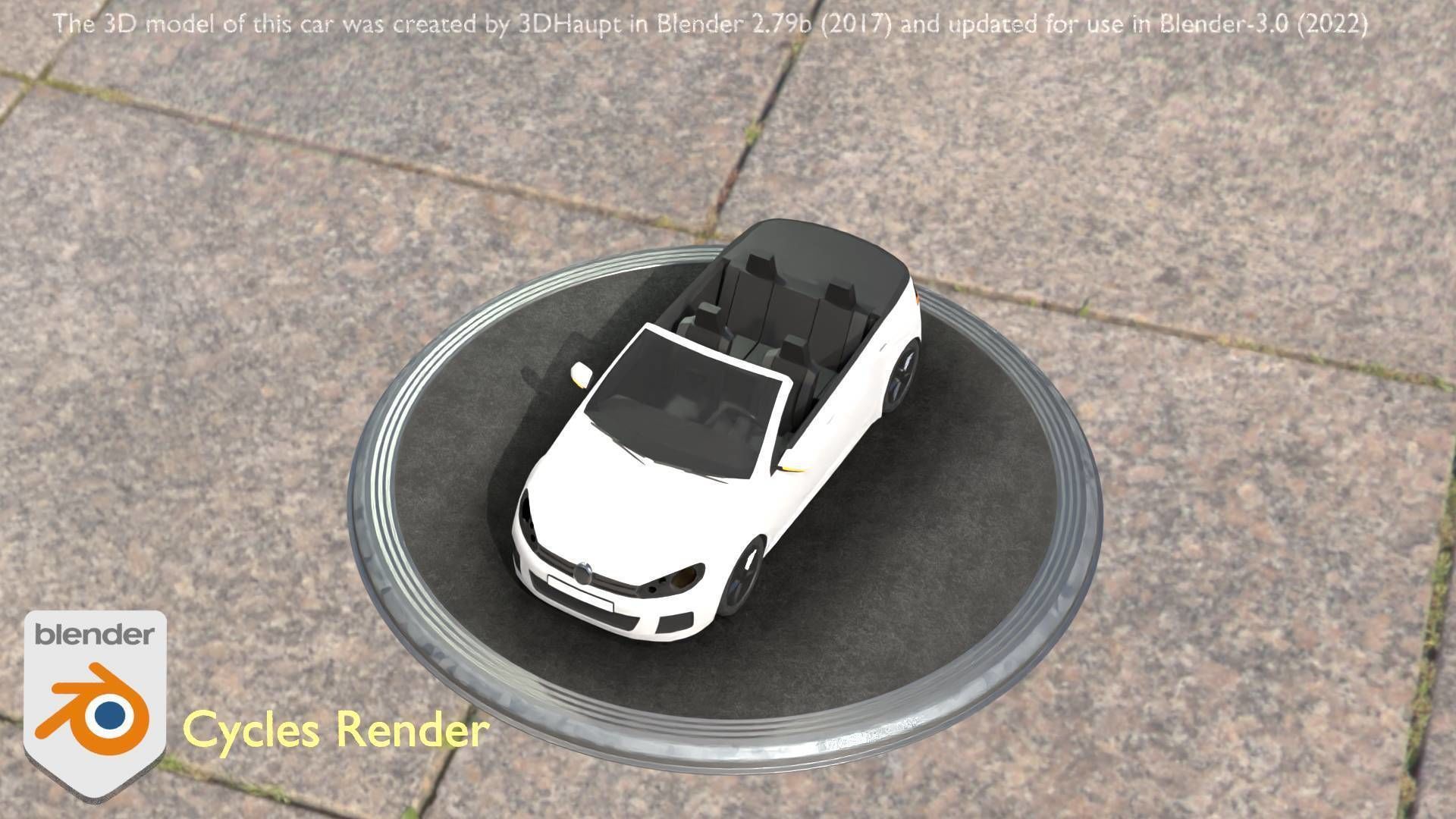 City Car 14 Compact Class Cabrio Open Type-C White  Low-poly 3D model_73