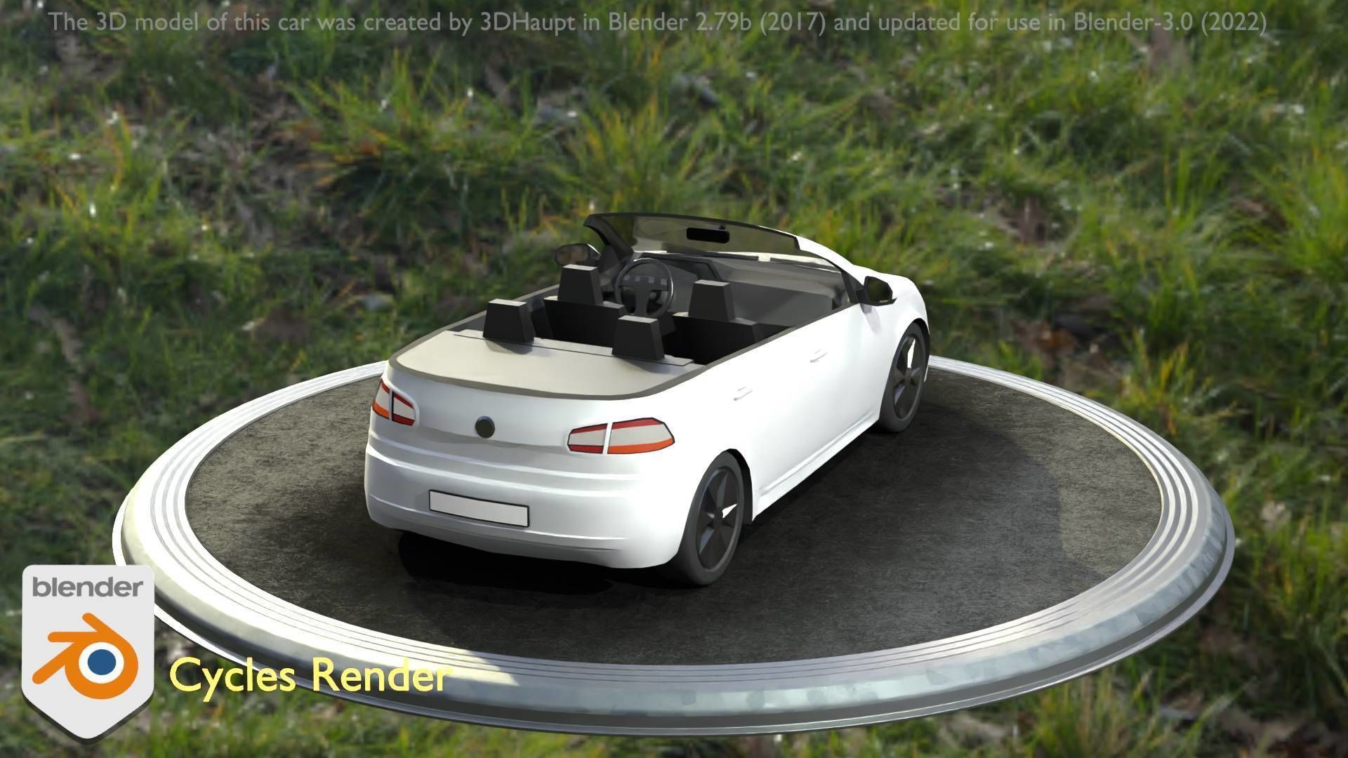 City Car 14 Compact Class Cabrio Open Type-C White  Low-poly 3D model_94