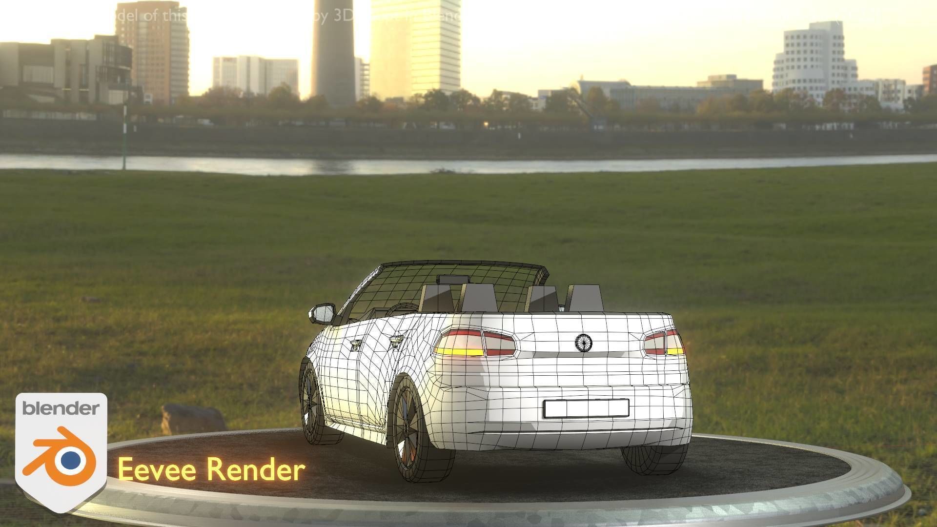 City Car 14 Compact Class Cabrio Open Type-C White  Low-poly 3D model_15