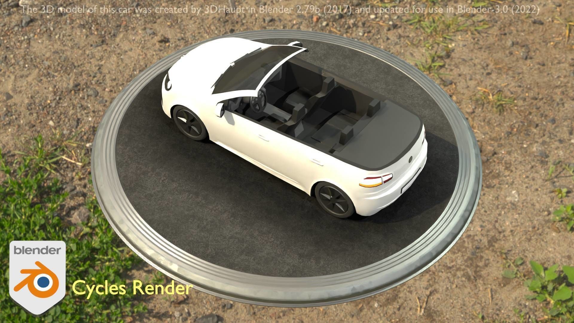 City Car 14 Compact Class Cabrio Open Type-C White  Low-poly 3D model_63