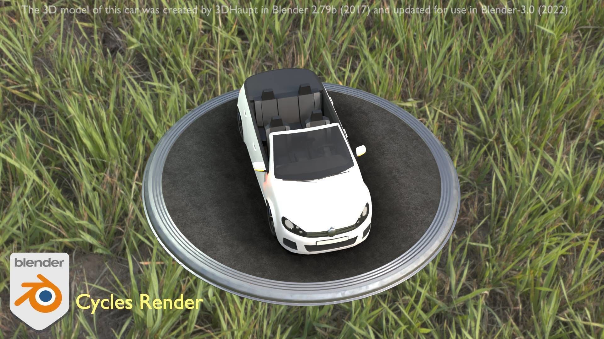 City Car 14 Compact Class Cabrio Open Type-C White  Low-poly 3D model_68