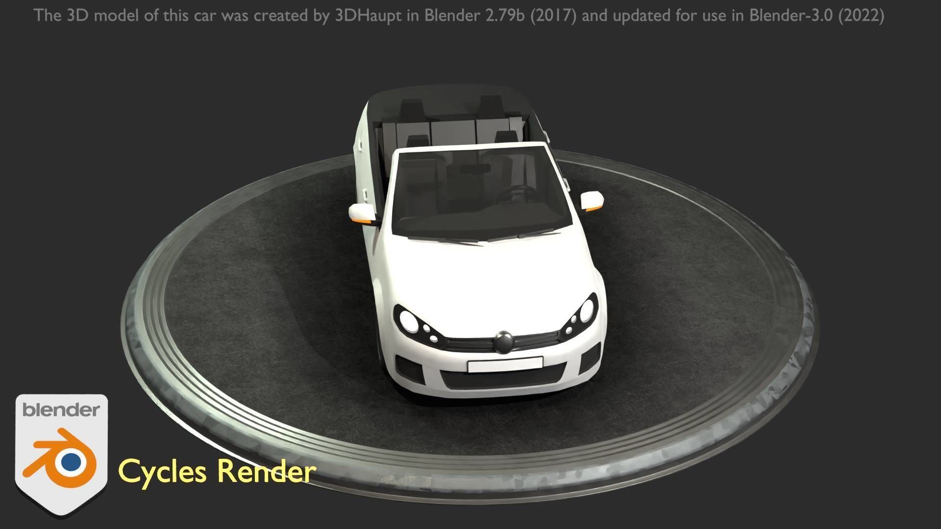 City Car 14 Compact Class Cabrio Open Type-C White  Low-poly 3D model_51
