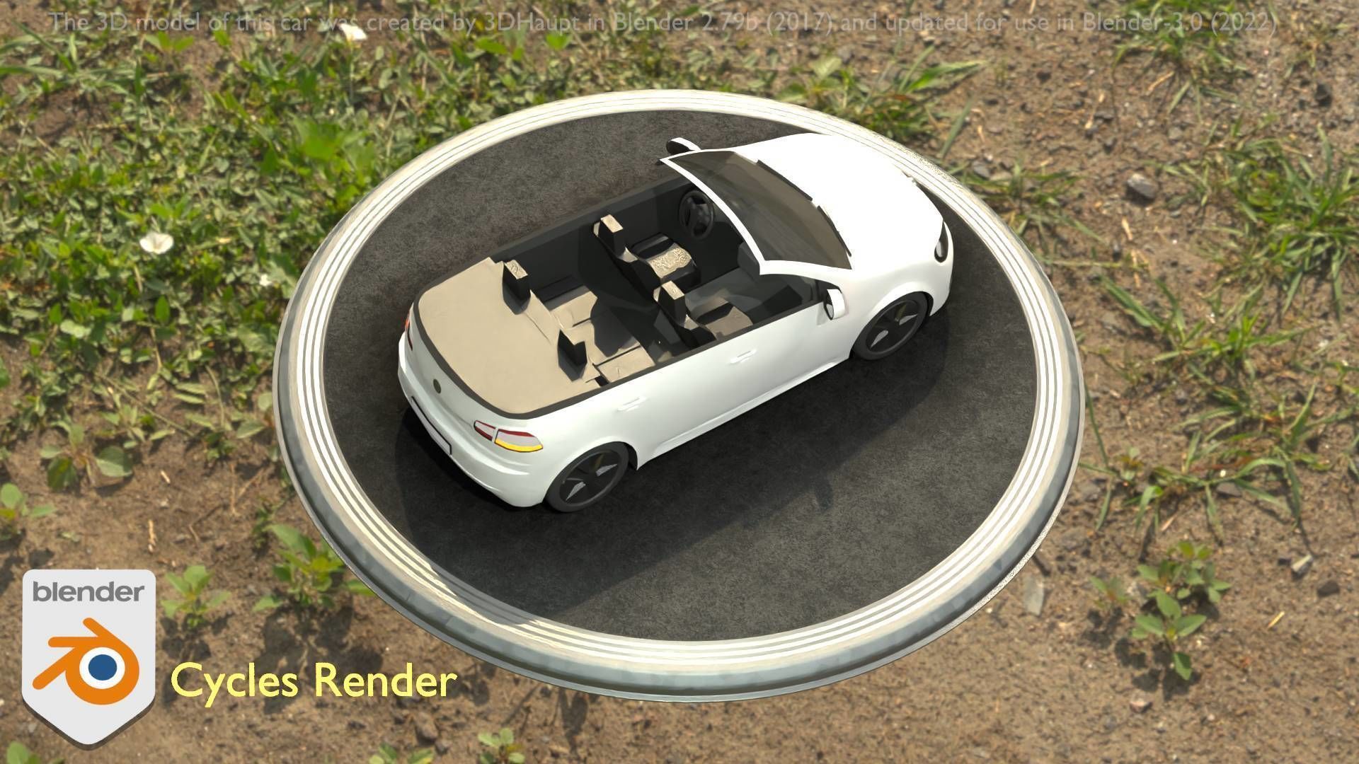 City Car 14 Compact Class Cabrio Open Type-C White  Low-poly 3D model_30