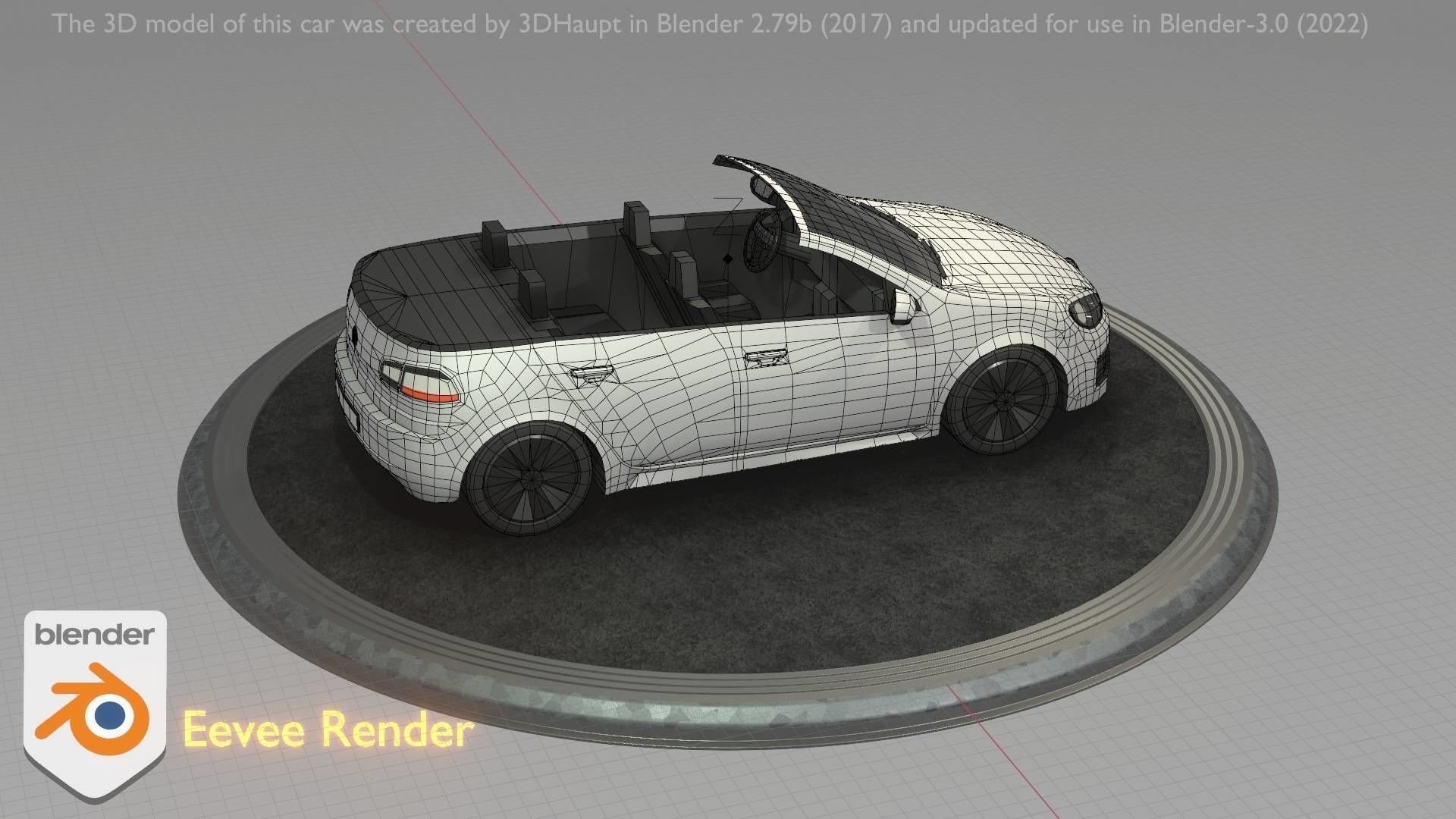 City Car 14 Compact Class Cabrio Open Type-C White  Low-poly 3D model_37