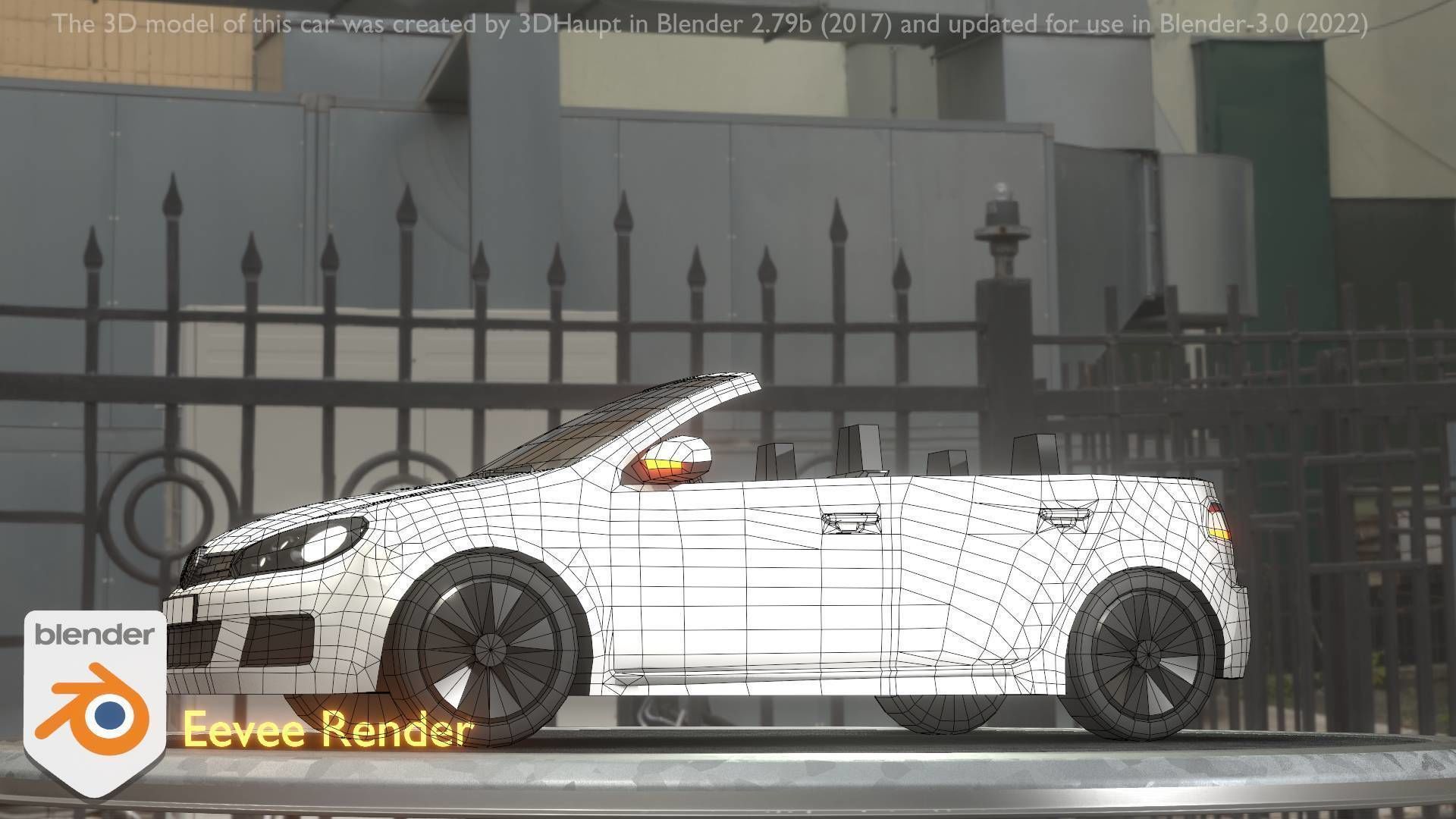 City Car 14 Compact Class Cabrio Open Type-C White  Low-poly 3D model_46