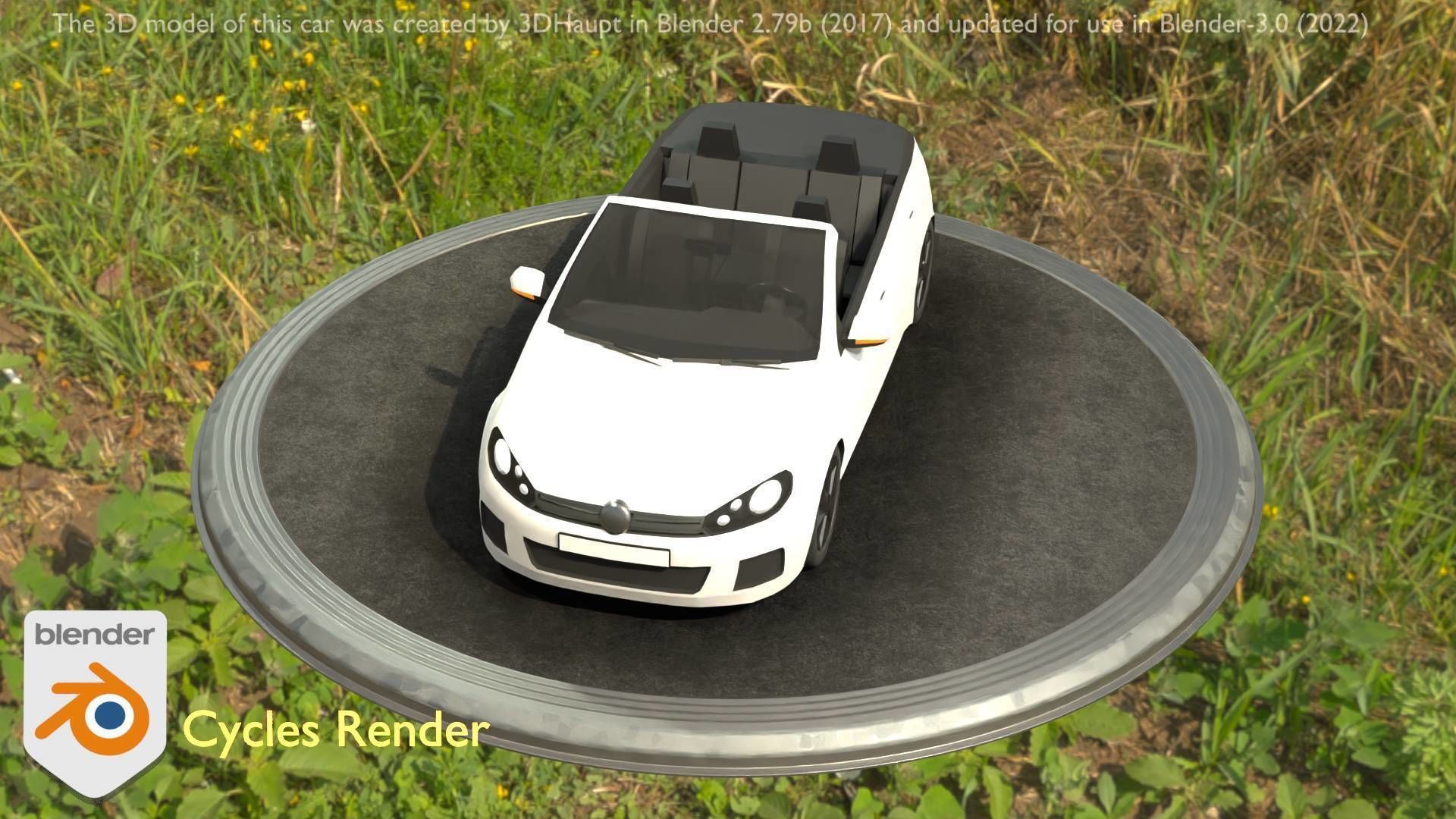 City Car 14 Compact Class Cabrio Open Type-C White  Low-poly 3D model_107