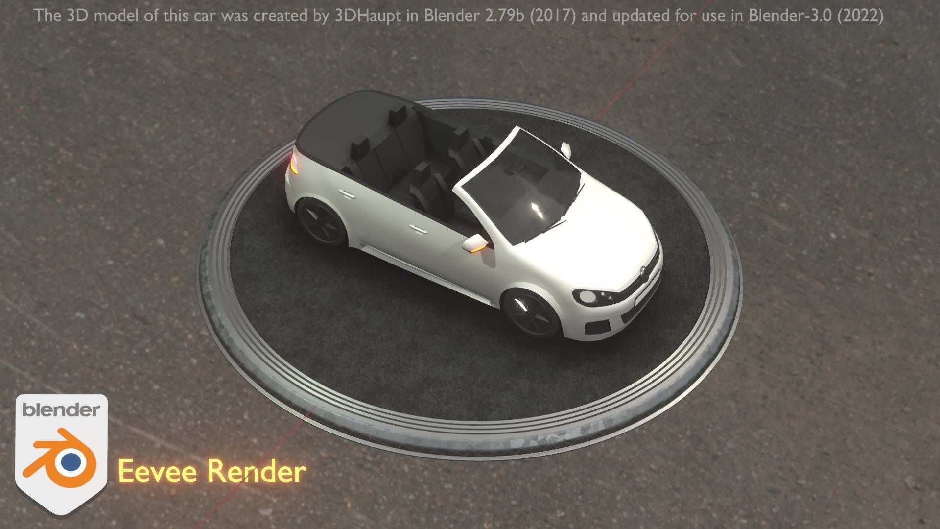 City Car 14 Compact Class Cabrio Open Type-C White  Low-poly 3D model_23