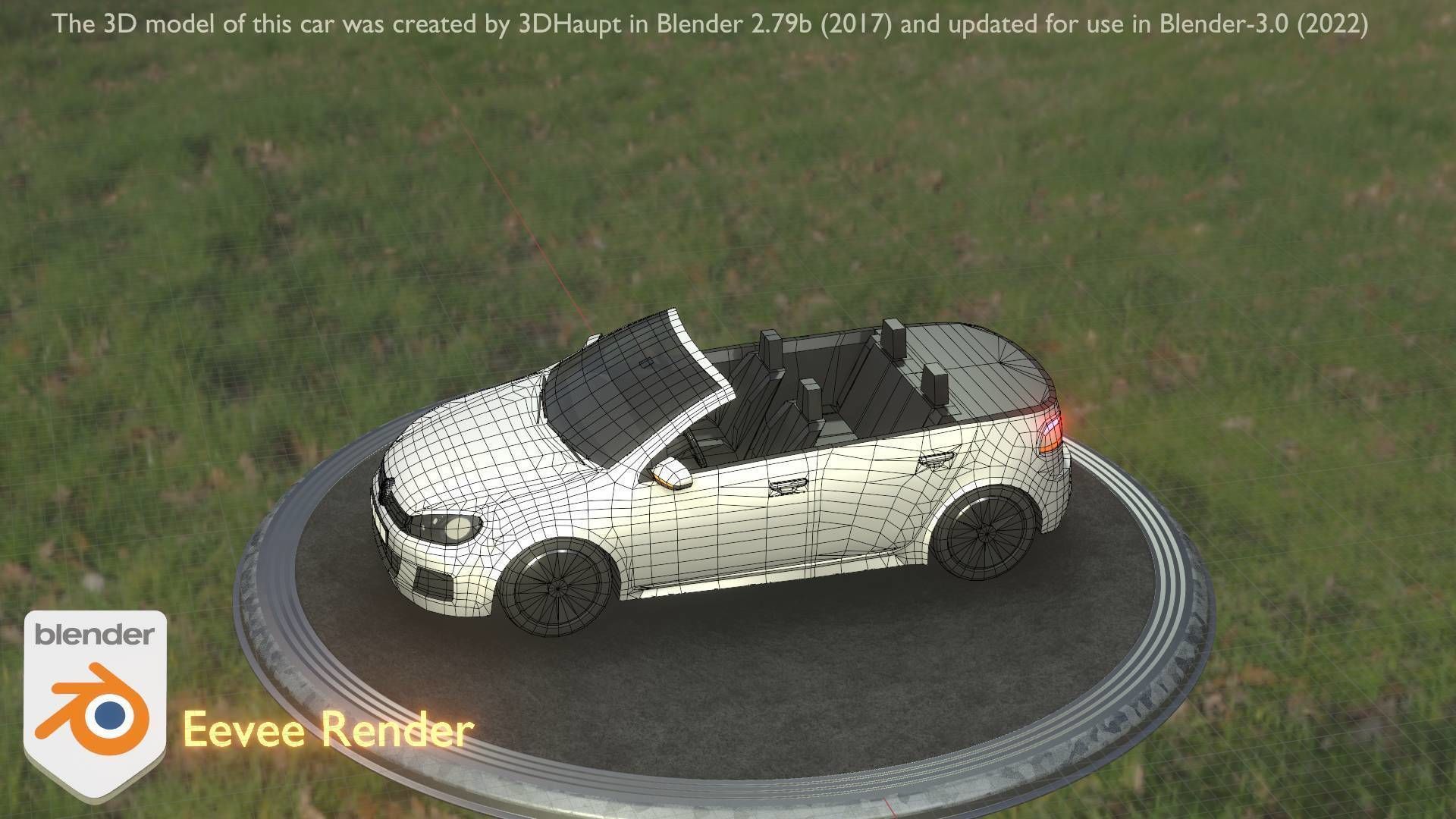 City Car 14 Compact Class Cabrio Open Type-C White  Low-poly 3D model_7