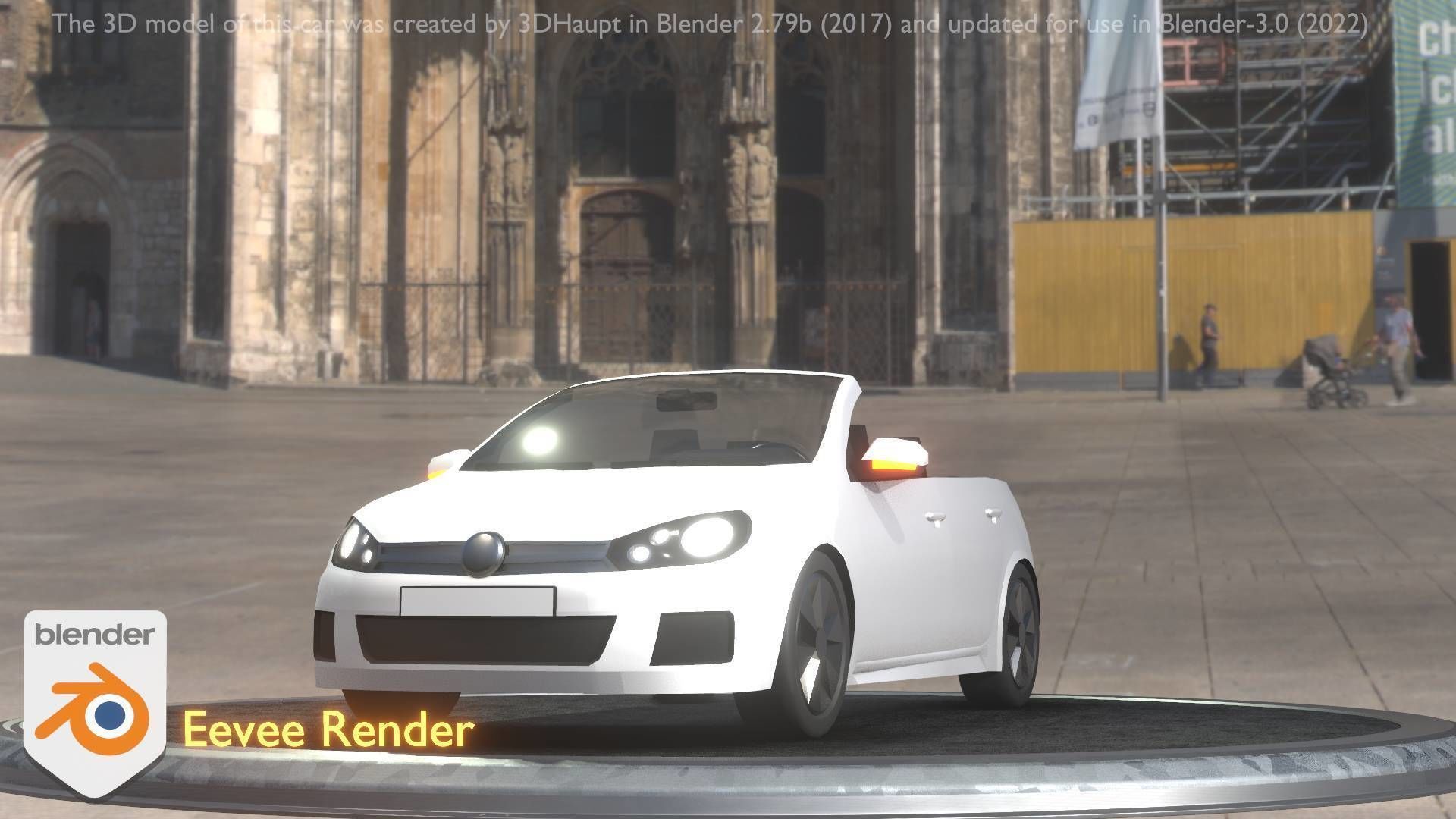 City Car 14 Compact Class Cabrio Open Type-C White  Low-poly 3D model_40