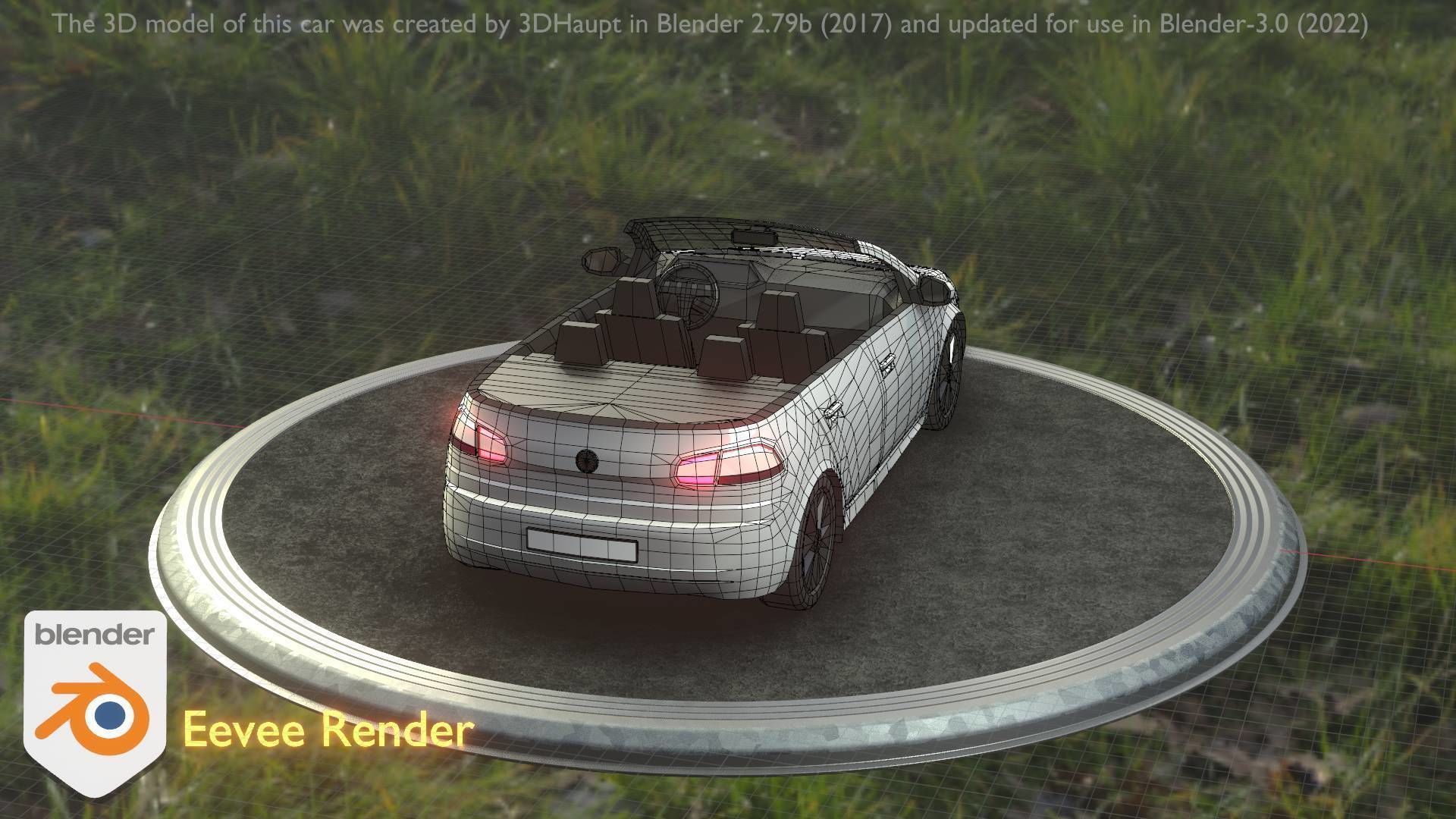 City Car 14 Compact Class Cabrio Open Type-C White  Low-poly 3D model_9