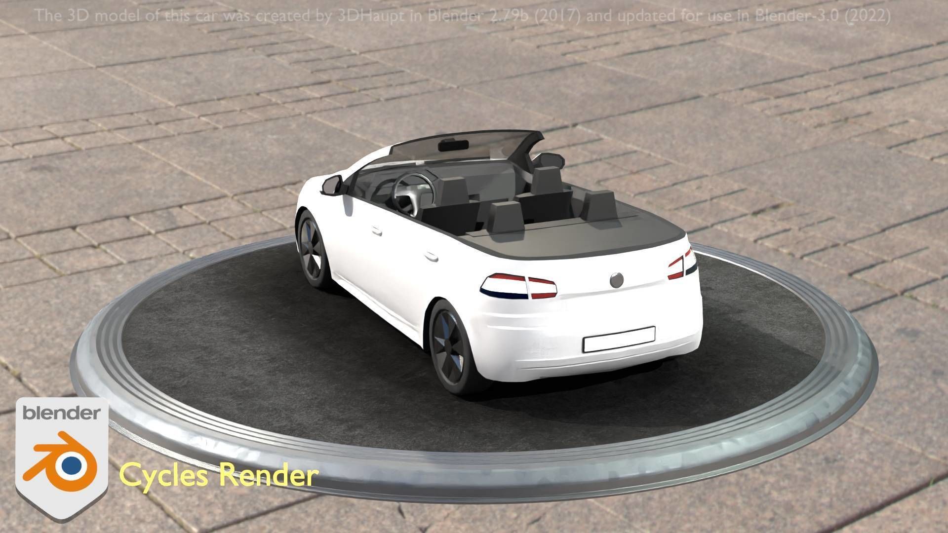 City Car 14 Compact Class Cabrio Open Type-C White  Low-poly 3D model_96