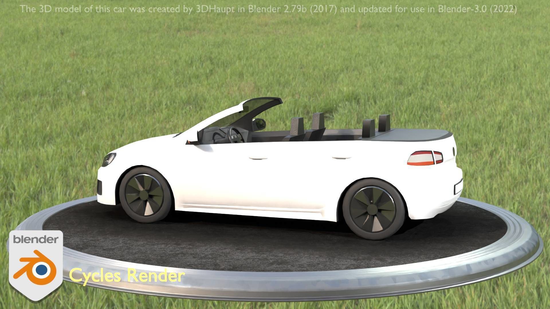 City Car 14 Compact Class Cabrio Open Type-C White  Low-poly 3D model_84