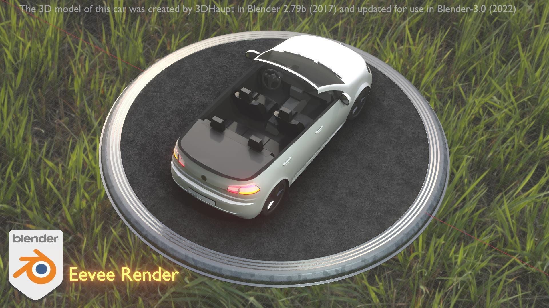 City Car 14 Compact Class Cabrio Open Type-C White  Low-poly 3D model_3