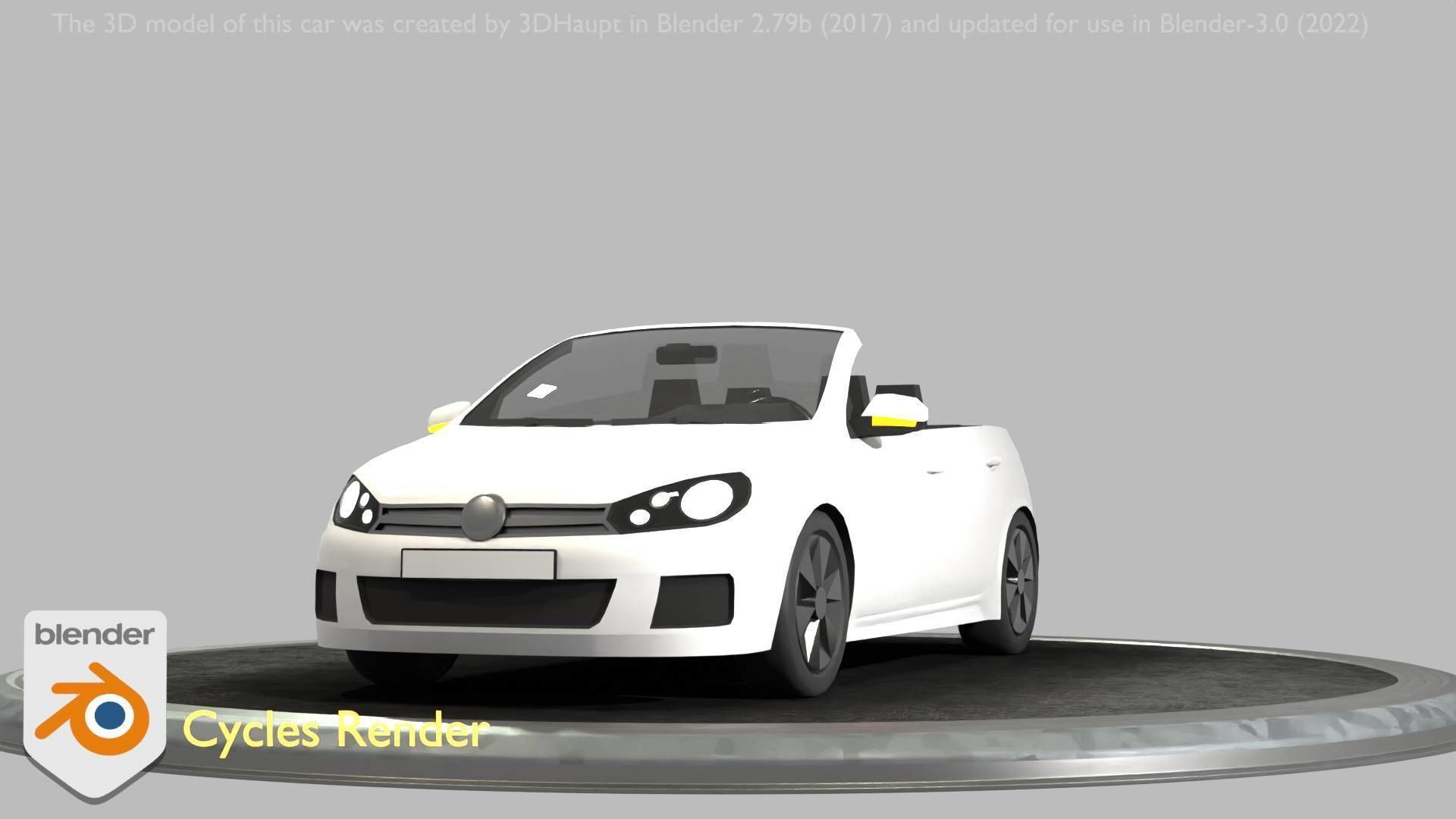 City Car 14 Compact Class Cabrio Open Type-C White  Low-poly 3D model_80