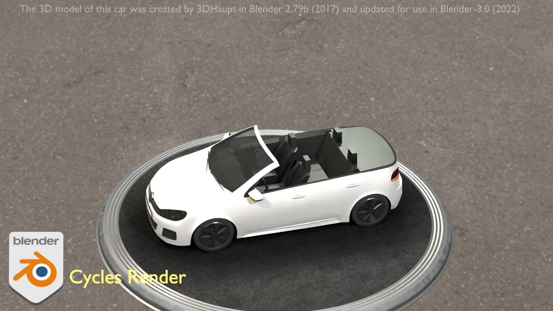 City Car 14 Compact Class Cabrio Open Type-C White  Low-poly 3D model_75