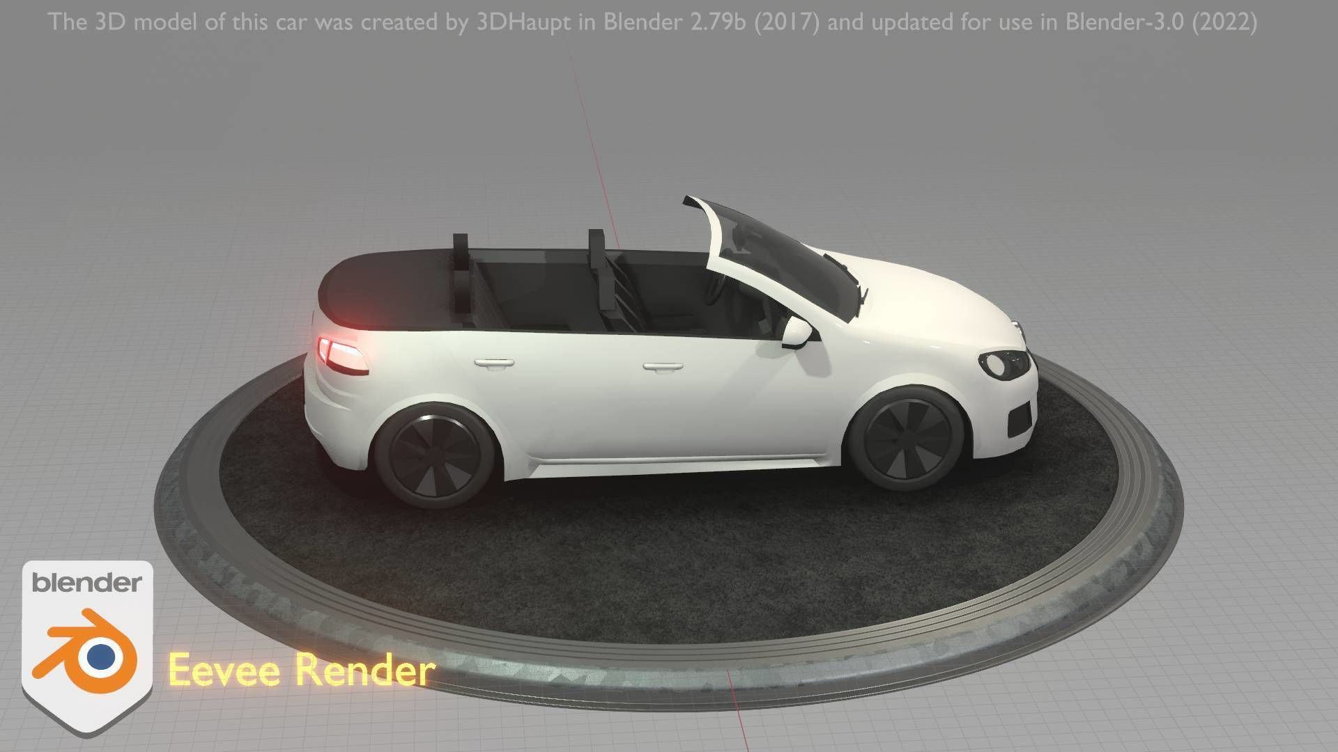 City Car 14 Compact Class Cabrio Open Type-C White  Low-poly 3D model_90