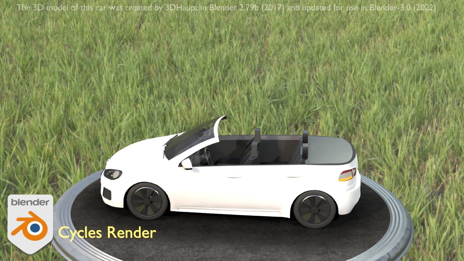City Car 14 Compact Class Cabrio Open Type-C White  Low-poly 3D model_31