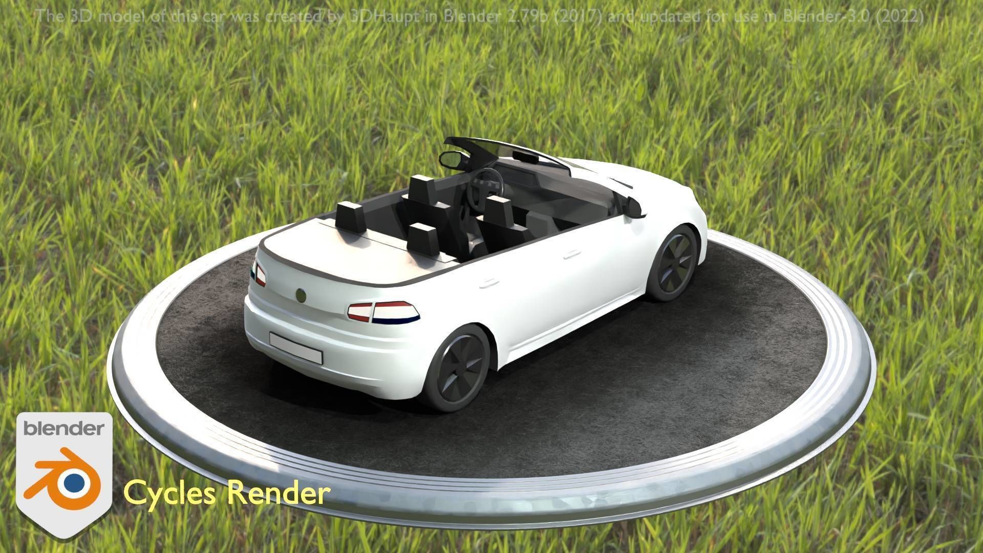 City Car 14 Compact Class Cabrio Open Type-C White  Low-poly 3D model_50