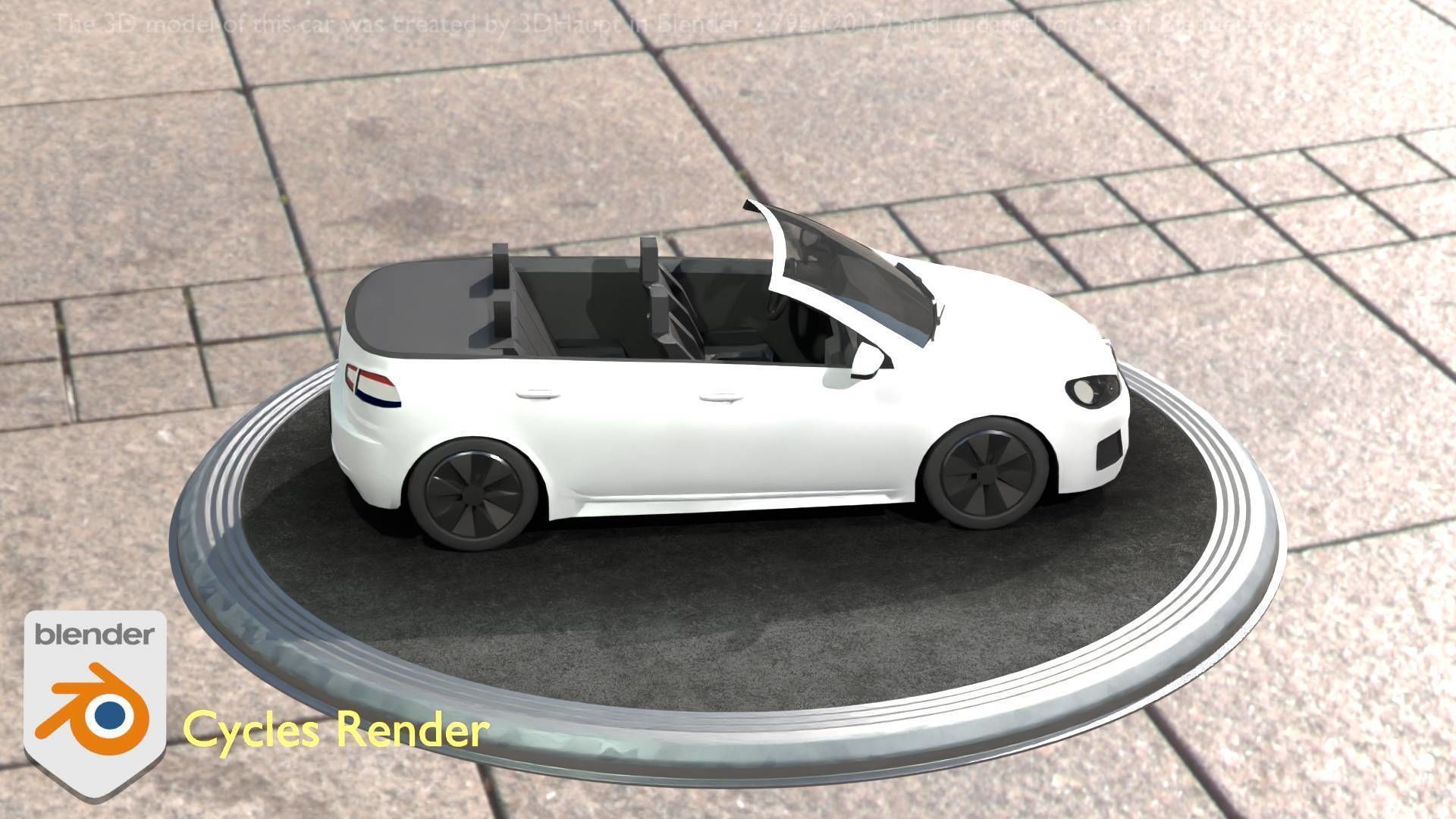 City Car 14 Compact Class Cabrio Open Type-C White  Low-poly 3D model_106