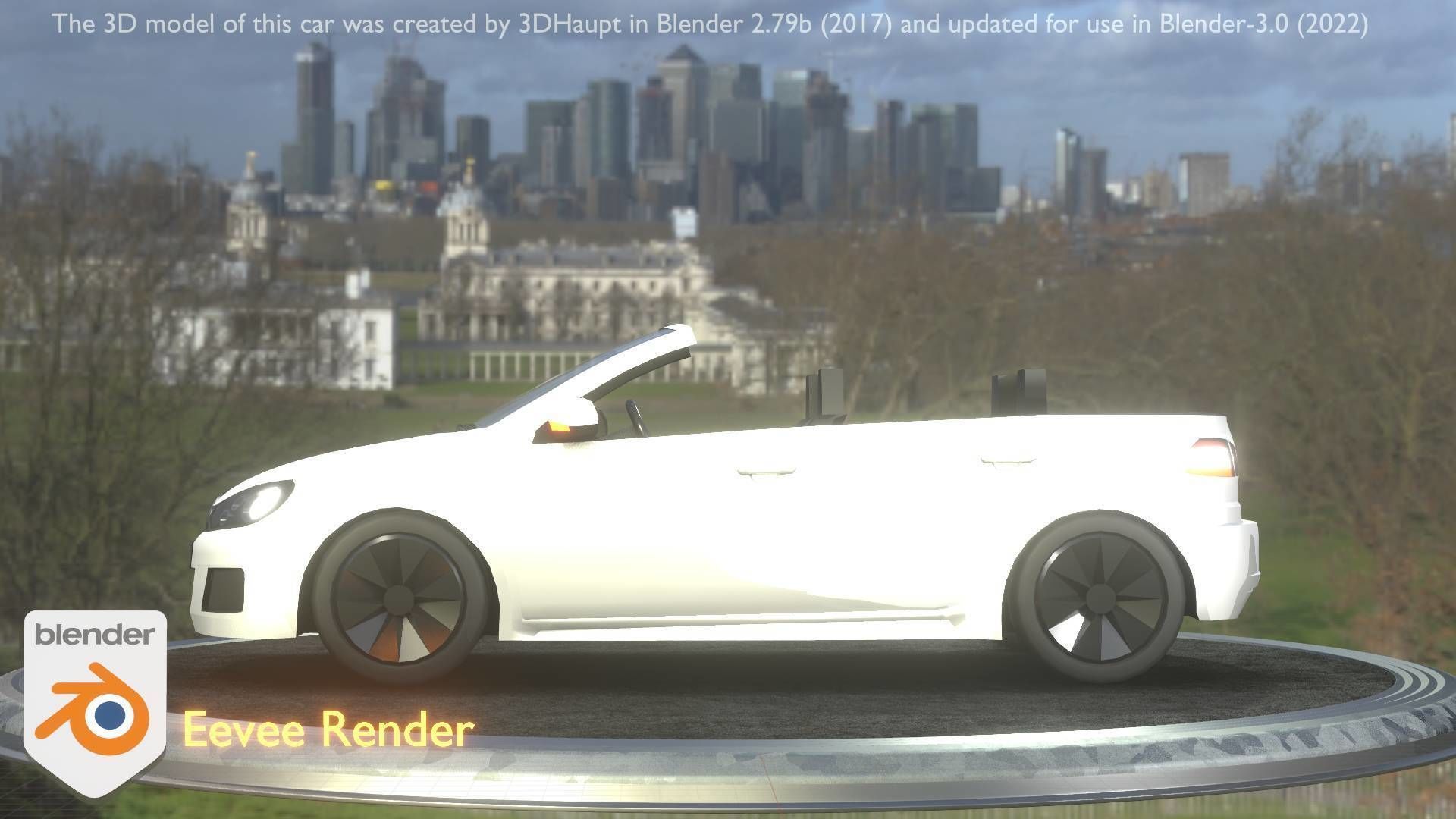 City Car 14 Compact Class Cabrio Open Type-C White  Low-poly 3D model_20