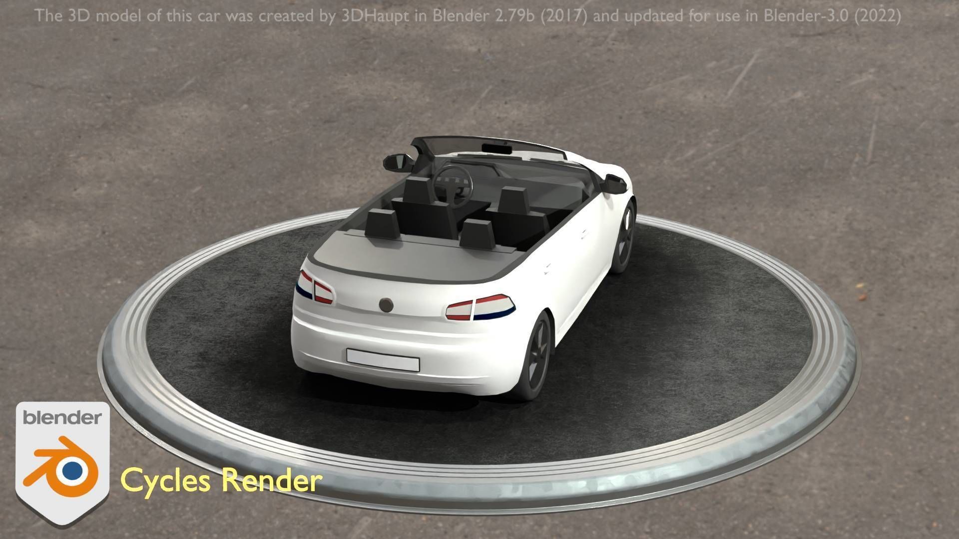 City Car 14 Compact Class Cabrio Open Type-C White  Low-poly 3D model_87