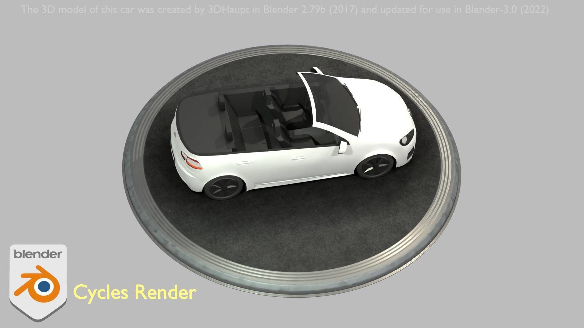 City Car 14 Compact Class Cabrio Open Type-C White  Low-poly 3D model_60