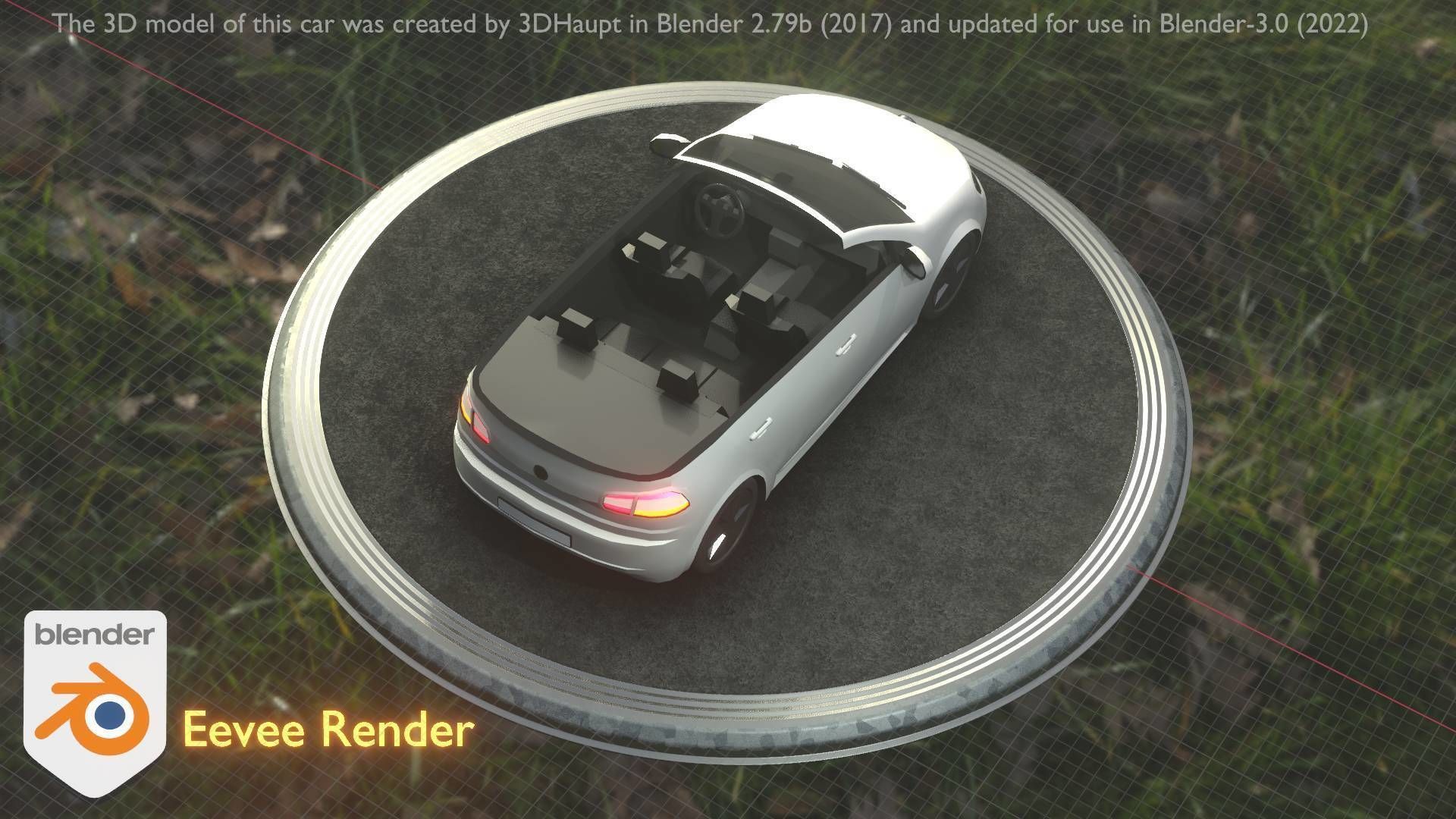 City Car 14 Compact Class Cabrio Open Type-C White  Low-poly 3D model_5