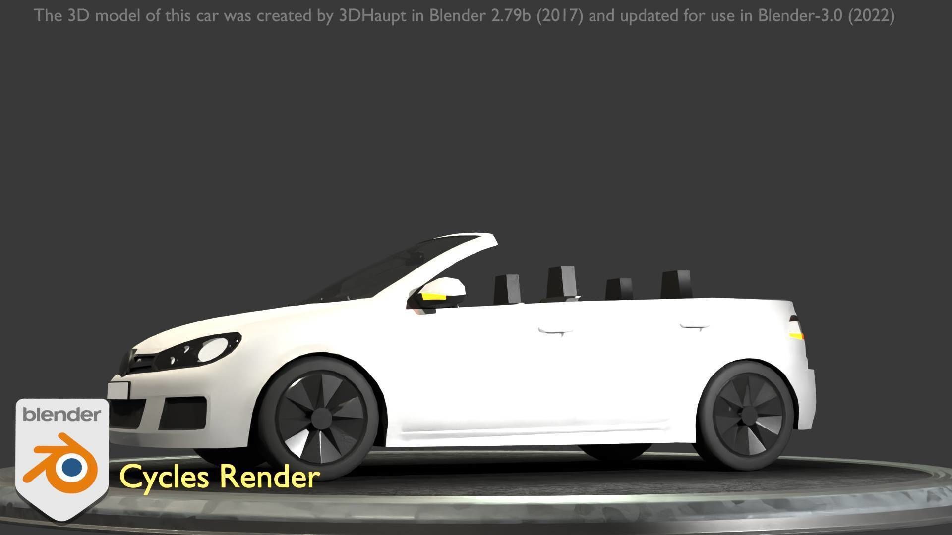 City Car 14 Compact Class Cabrio Open Type-C White  Low-poly 3D model_86