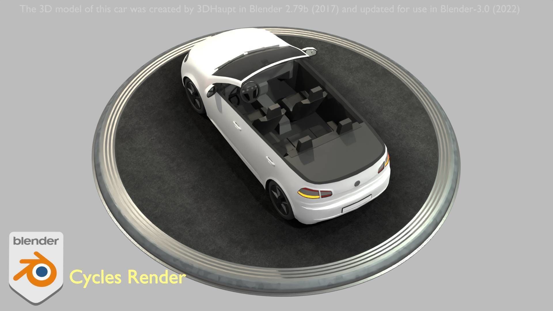 City Car 14 Compact Class Cabrio Open Type-C White  Low-poly 3D model_100