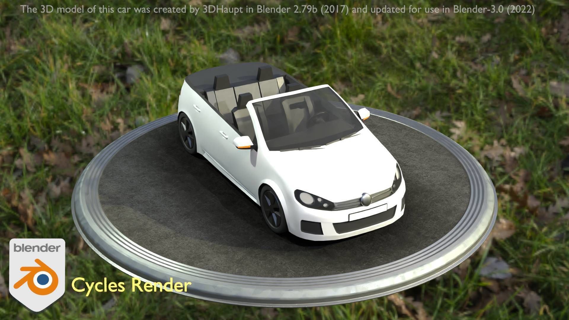 City Car 14 Compact Class Cabrio Open Type-C White  Low-poly 3D model_97
