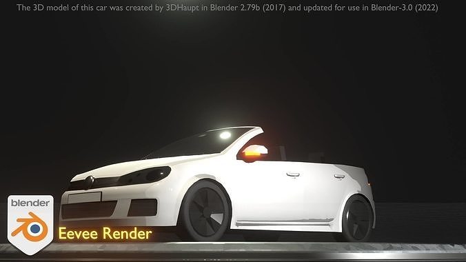 City Car 14 Compact Class Cabrio Open Type-C White  Low-poly 3D model