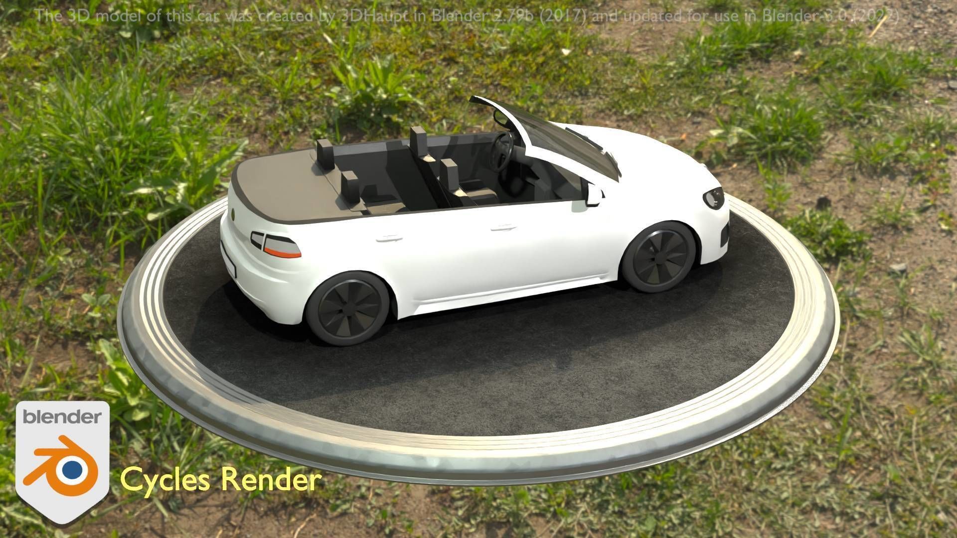 City Car 14 Compact Class Cabrio Open Type-C White  Low-poly 3D model_85