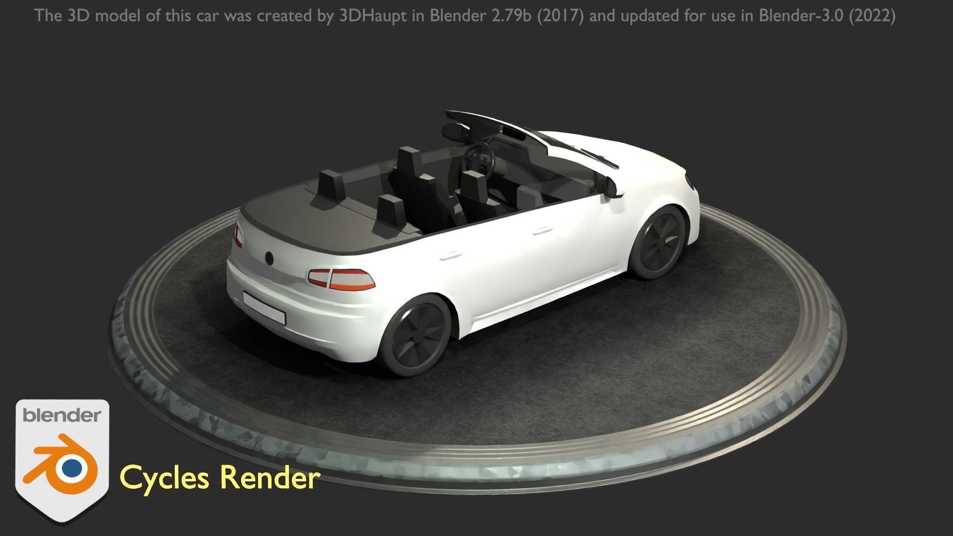 City Car 14 Compact Class Cabrio Open Type-C White  Low-poly 3D model_33