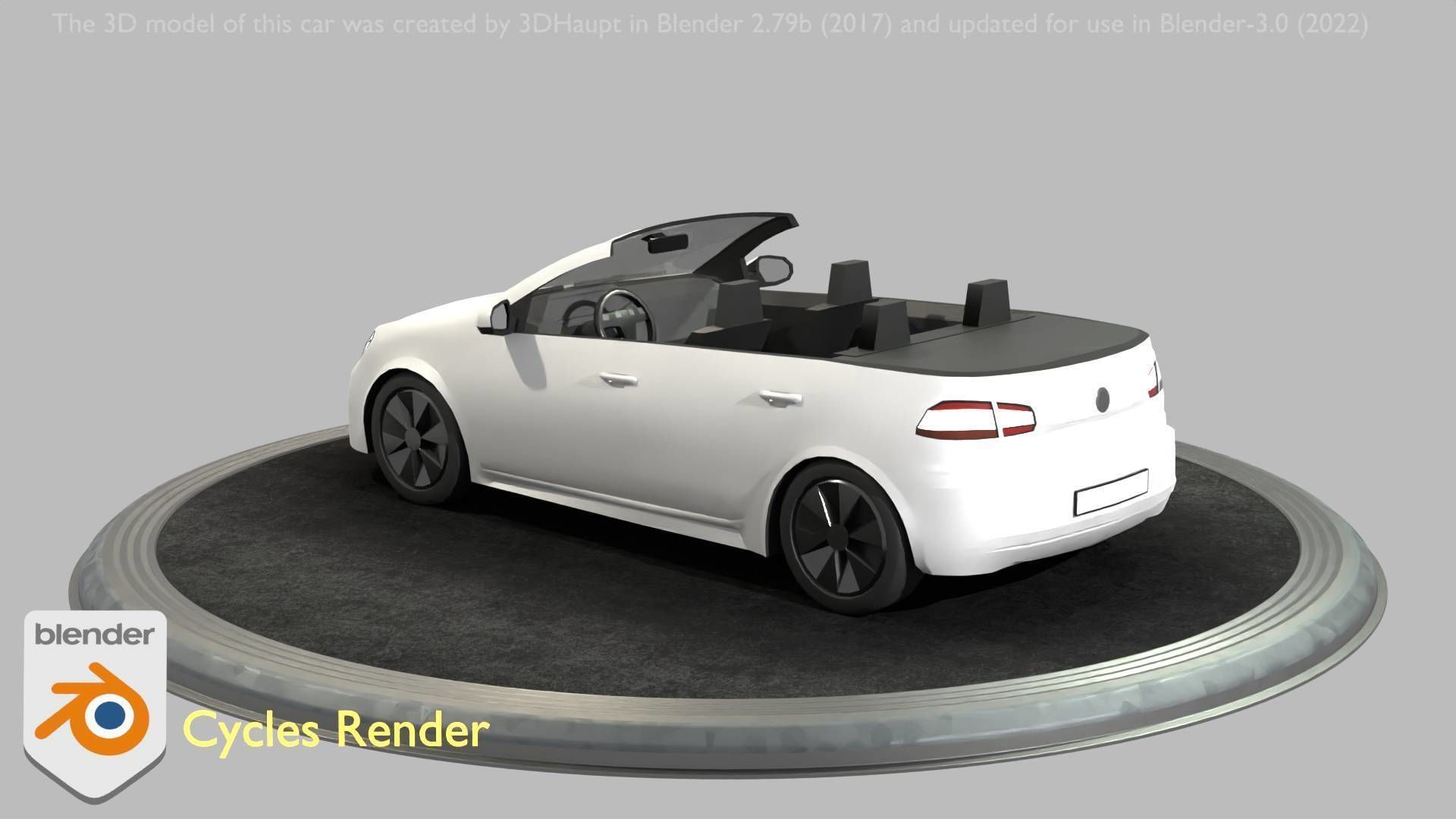 City Car 14 Compact Class Cabrio Open Type-C White  Low-poly 3D model_45