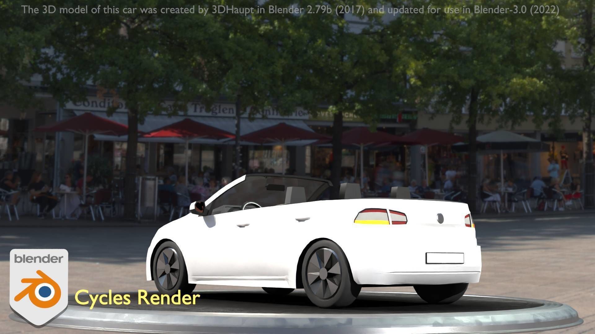 City Car 14 Compact Class Cabrio Open Type-C White  Low-poly 3D model_32