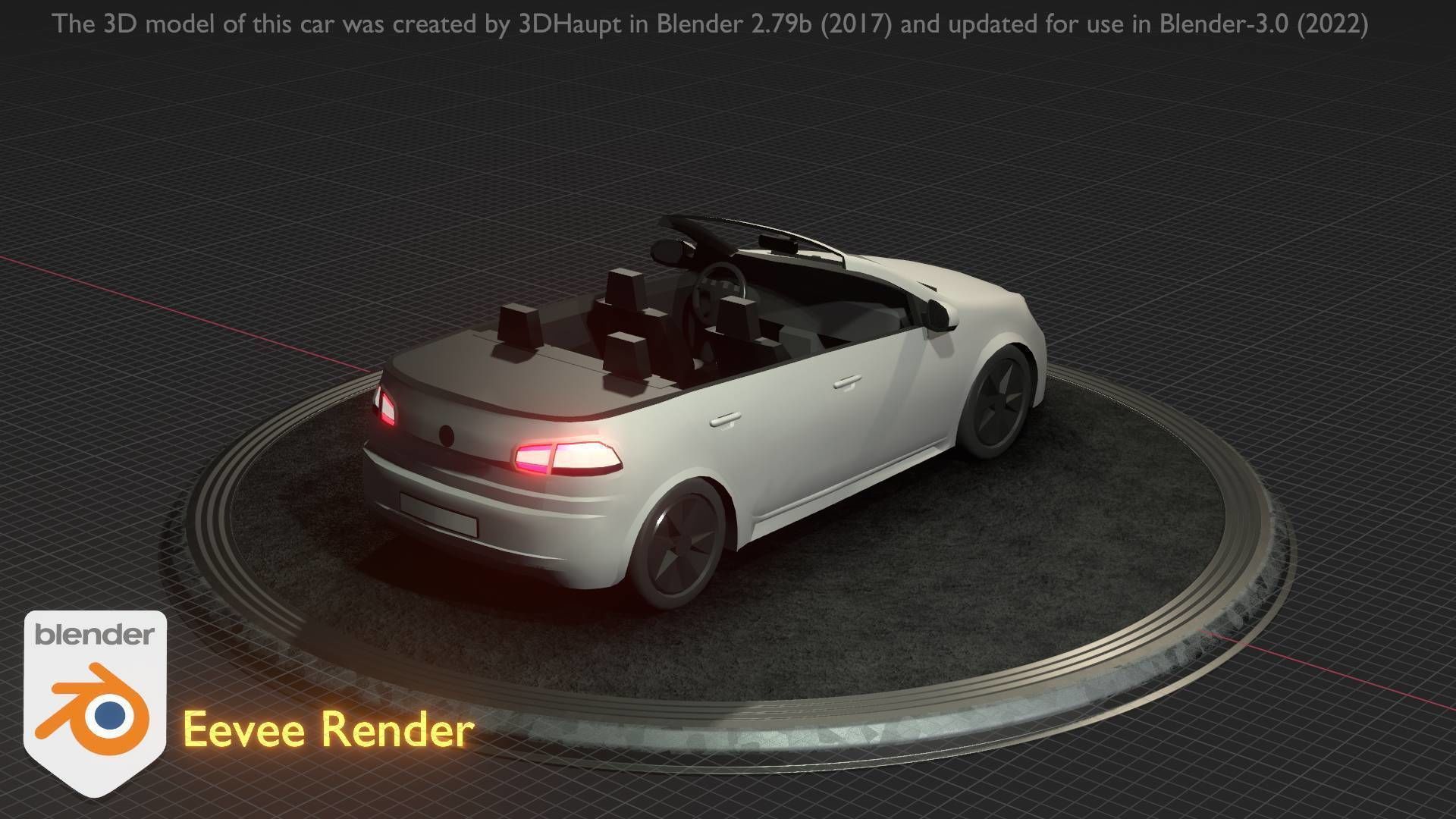 City Car 14 Compact Class Cabrio Open Type-C White  Low-poly 3D model_10