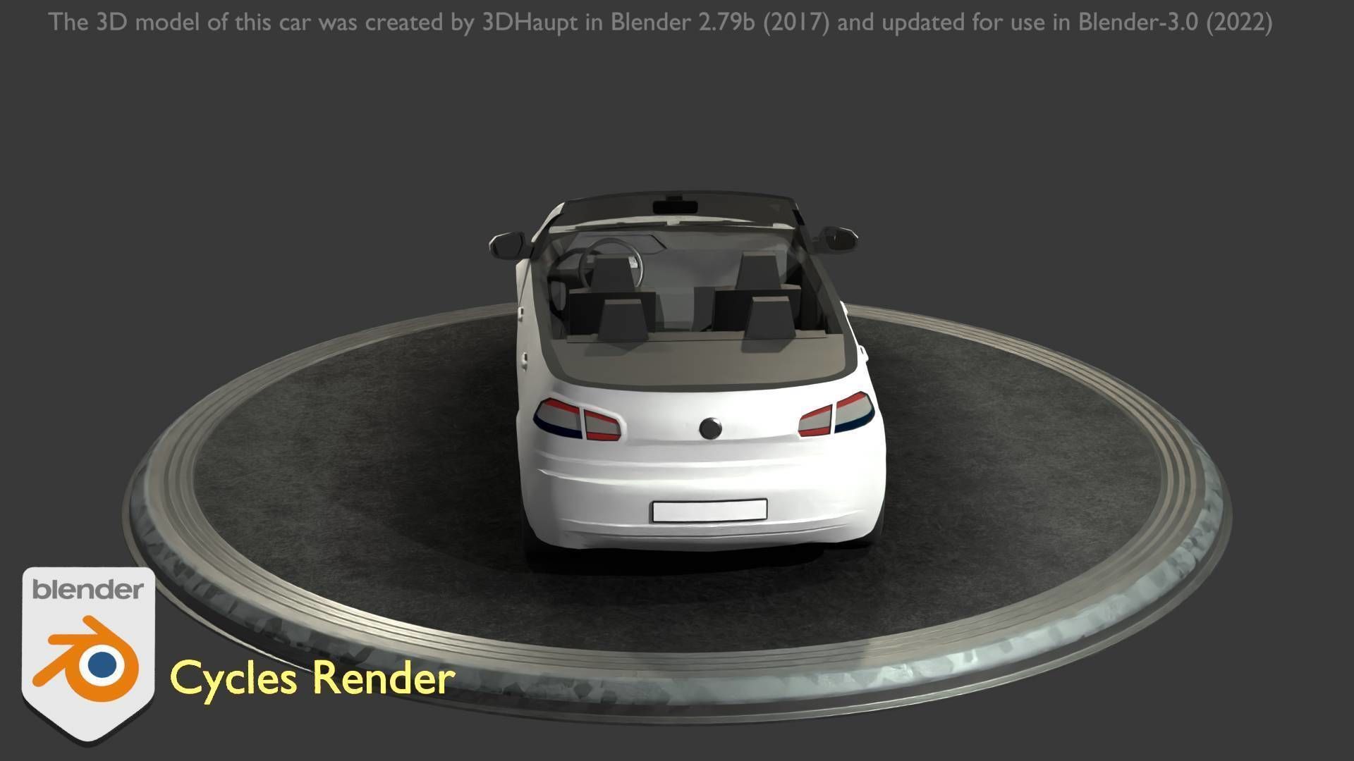 City Car 14 Compact Class Cabrio Open Type-C White  Low-poly 3D model_47