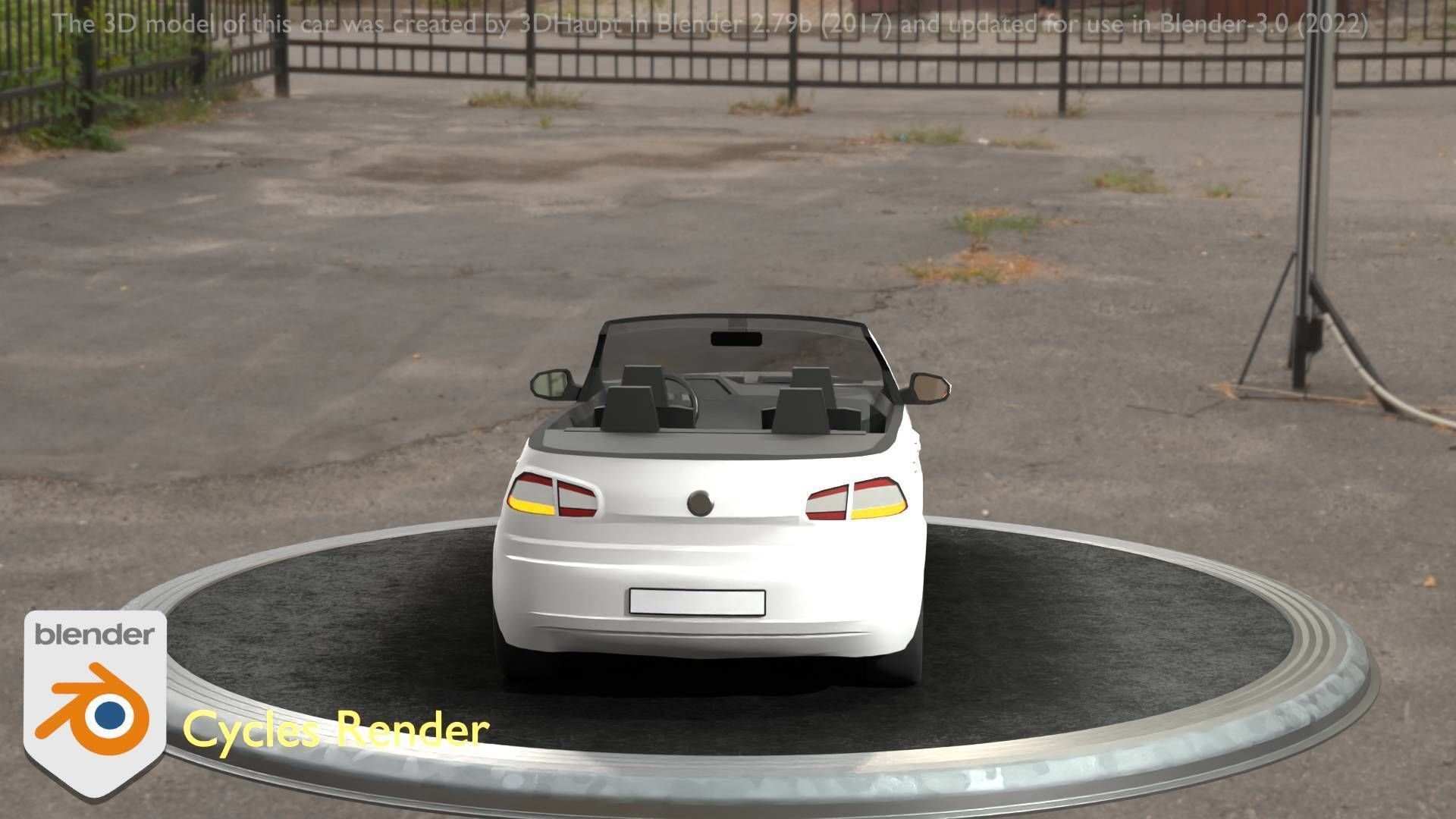 City Car 14 Compact Class Cabrio Open Type-C White  Low-poly 3D model_16