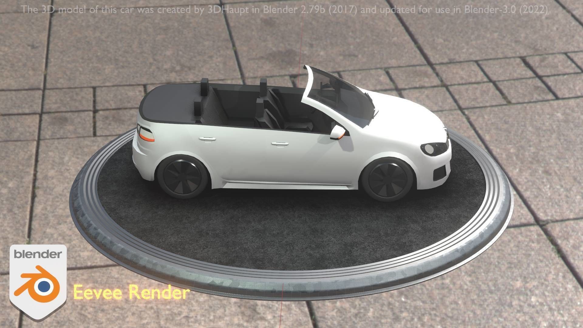 City Car 14 Compact Class Cabrio Open Type-C White  Low-poly 3D model_83