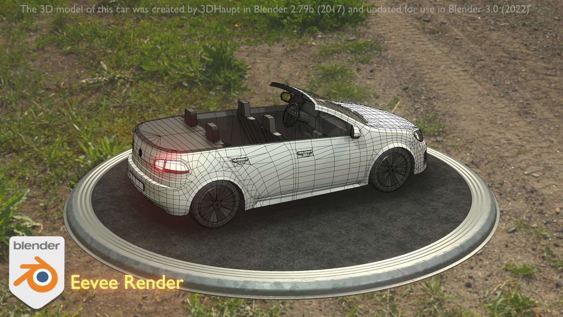 City Car 14 Compact Class Cabrio Open Type-C White  Low-poly 3D model_52