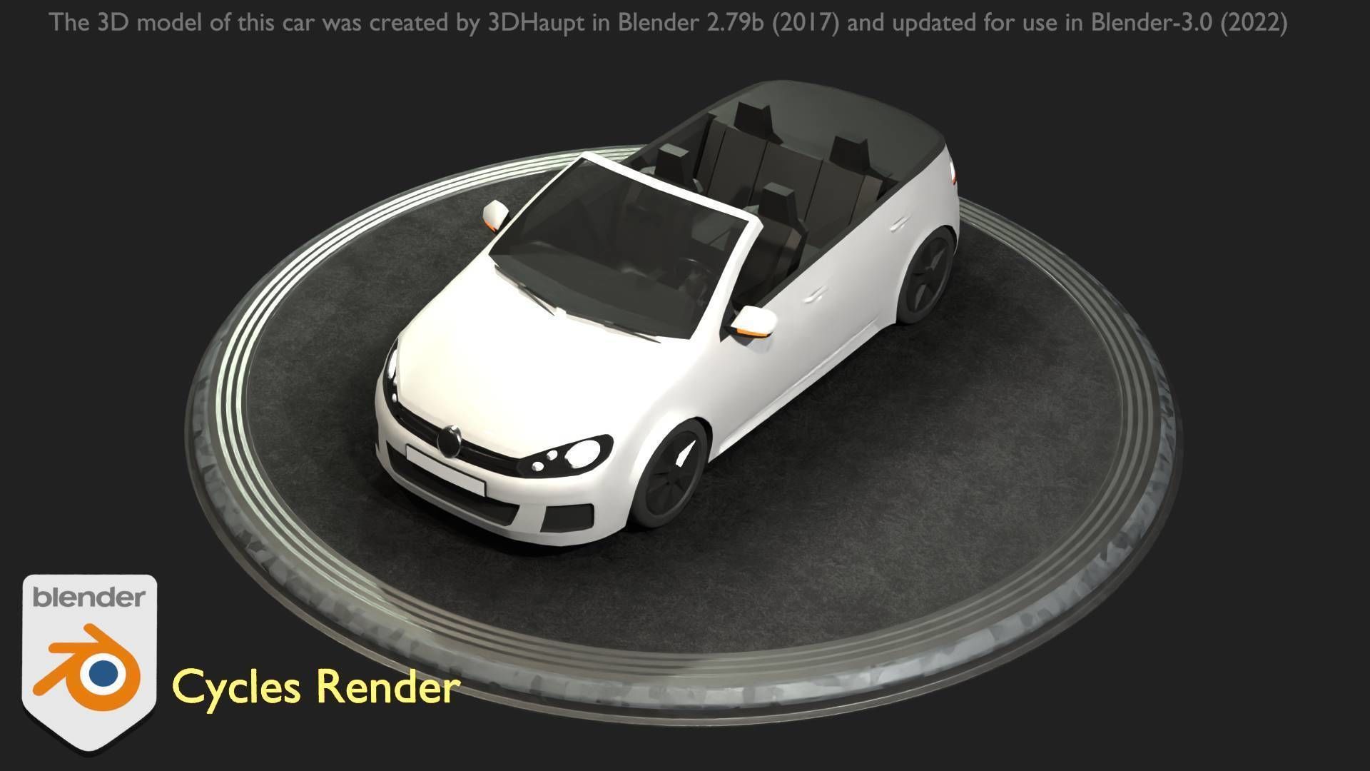 City Car 14 Compact Class Cabrio Open Type-C White  Low-poly 3D model_24