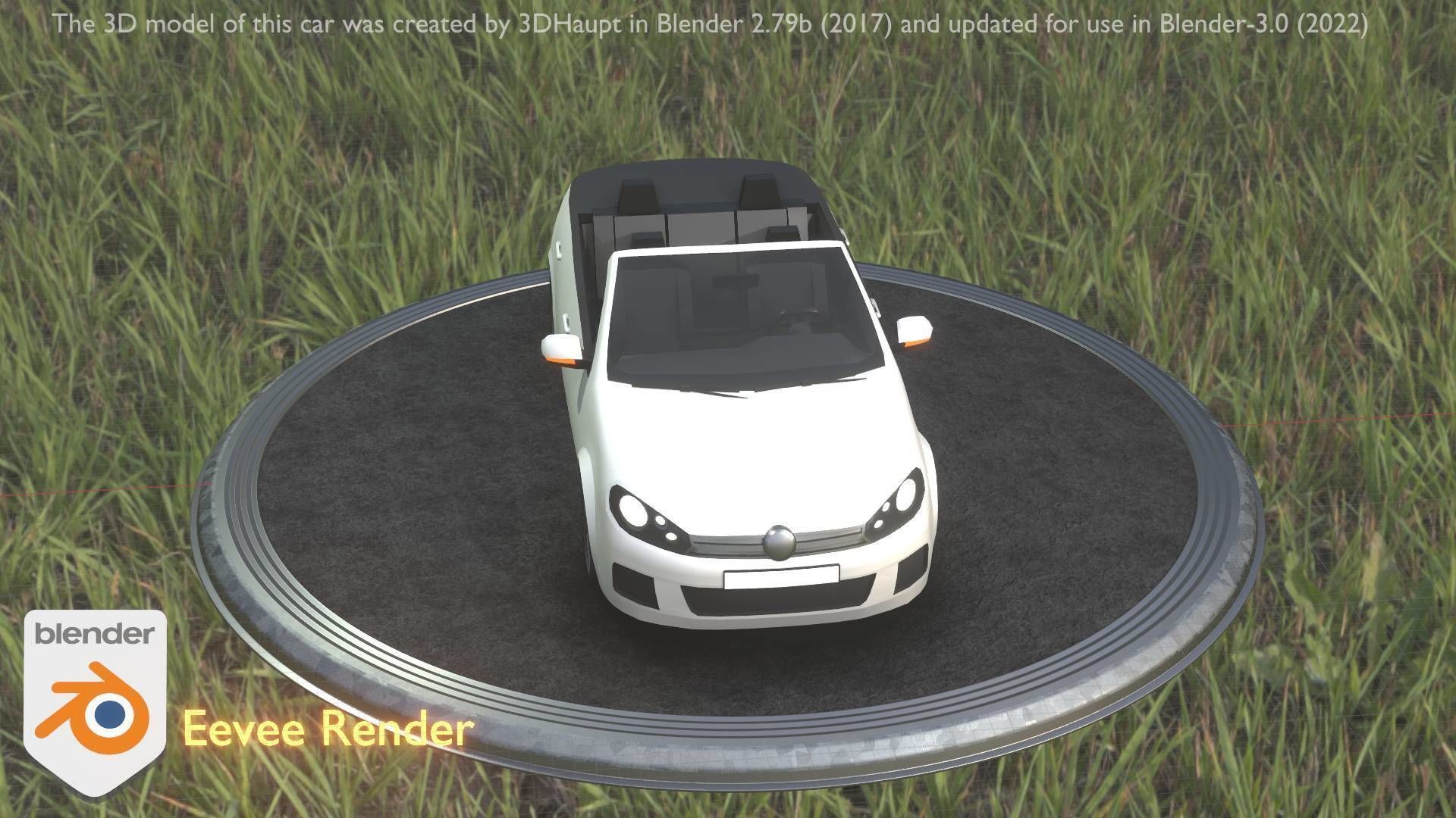 City Car 14 Compact Class Cabrio Open Type-C White  Low-poly 3D model_11