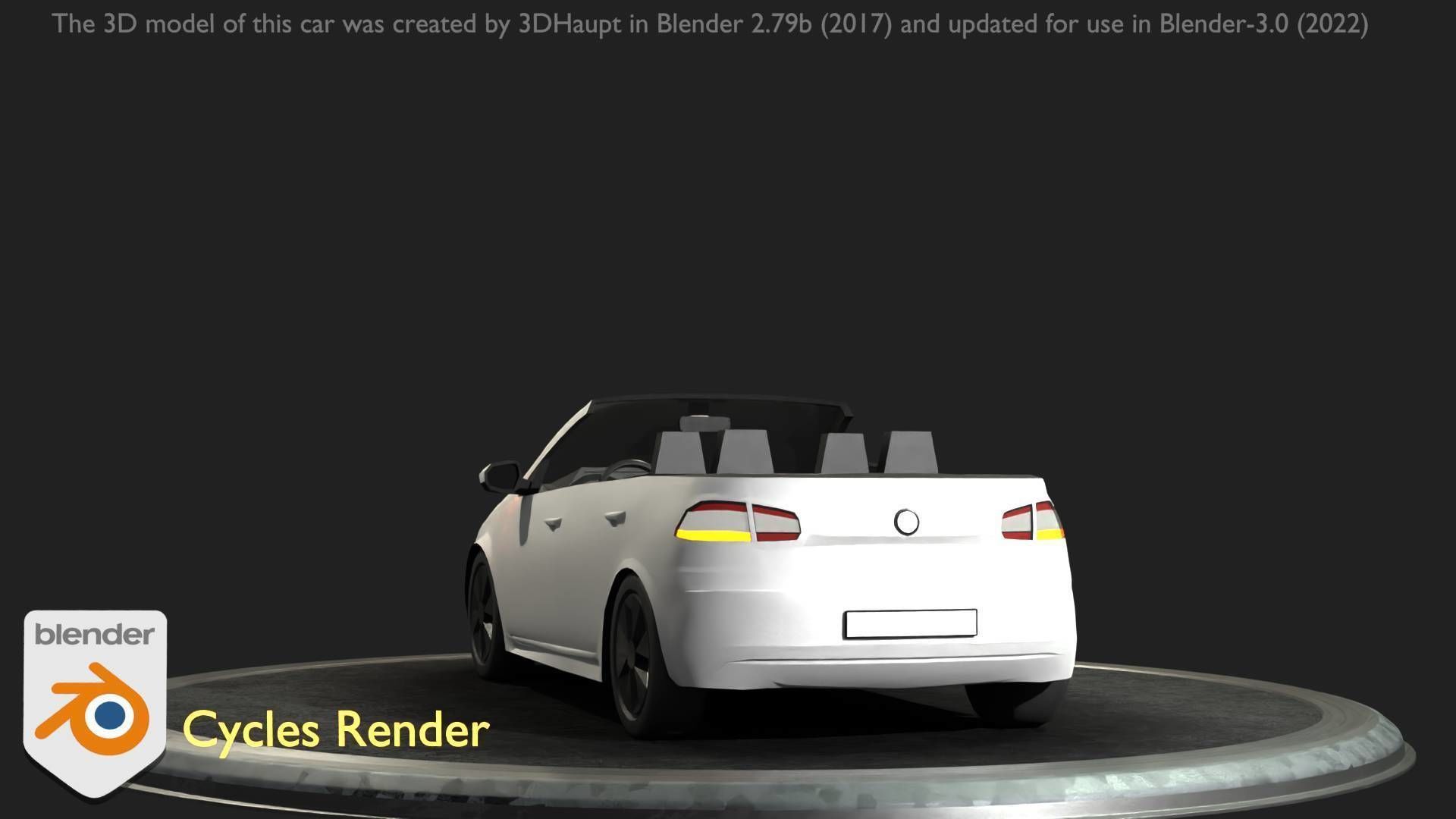 City Car 14 Compact Class Cabrio Open Type-C White  Low-poly 3D model_81