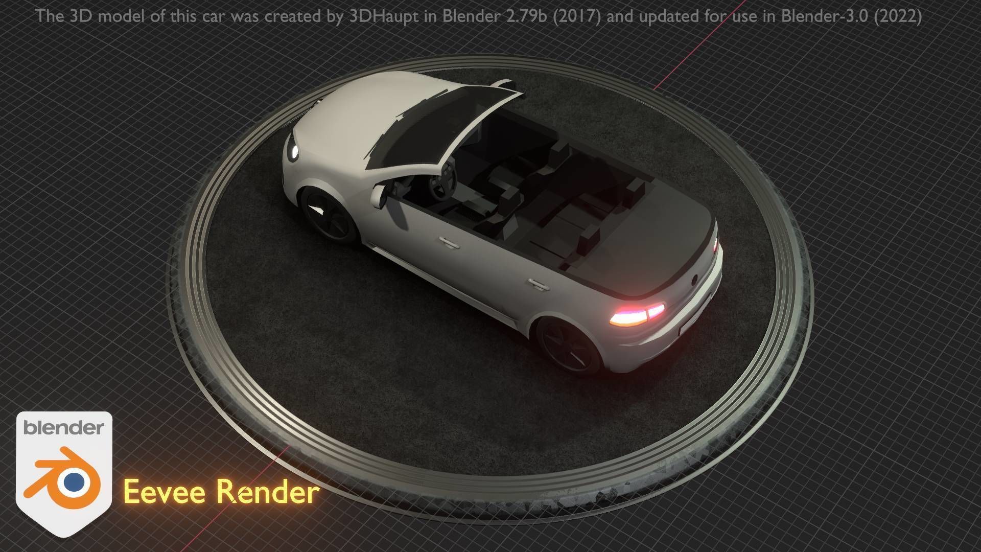 City Car 14 Compact Class Cabrio Open Type-C White  Low-poly 3D model_13